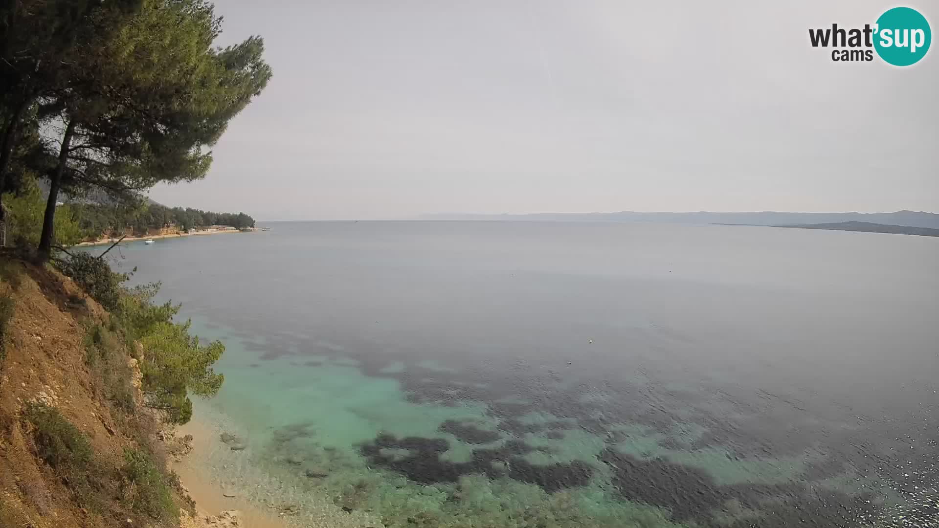 Spletna kamera Plaža Potočine Bol – Pogled v živo na plažo Borak, otok Brač