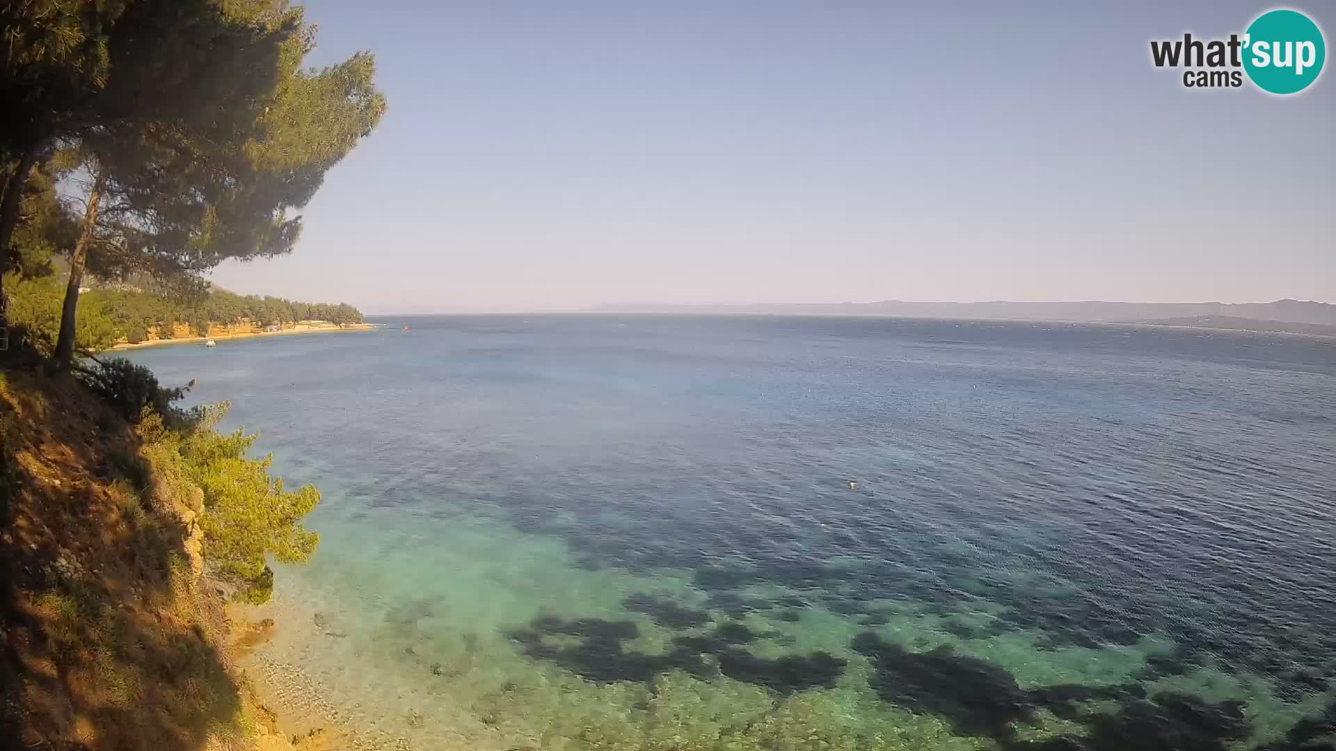 Spletna kamera Plaža Potočine Bol – Pogled v živo na plažo Borak, otok Brač