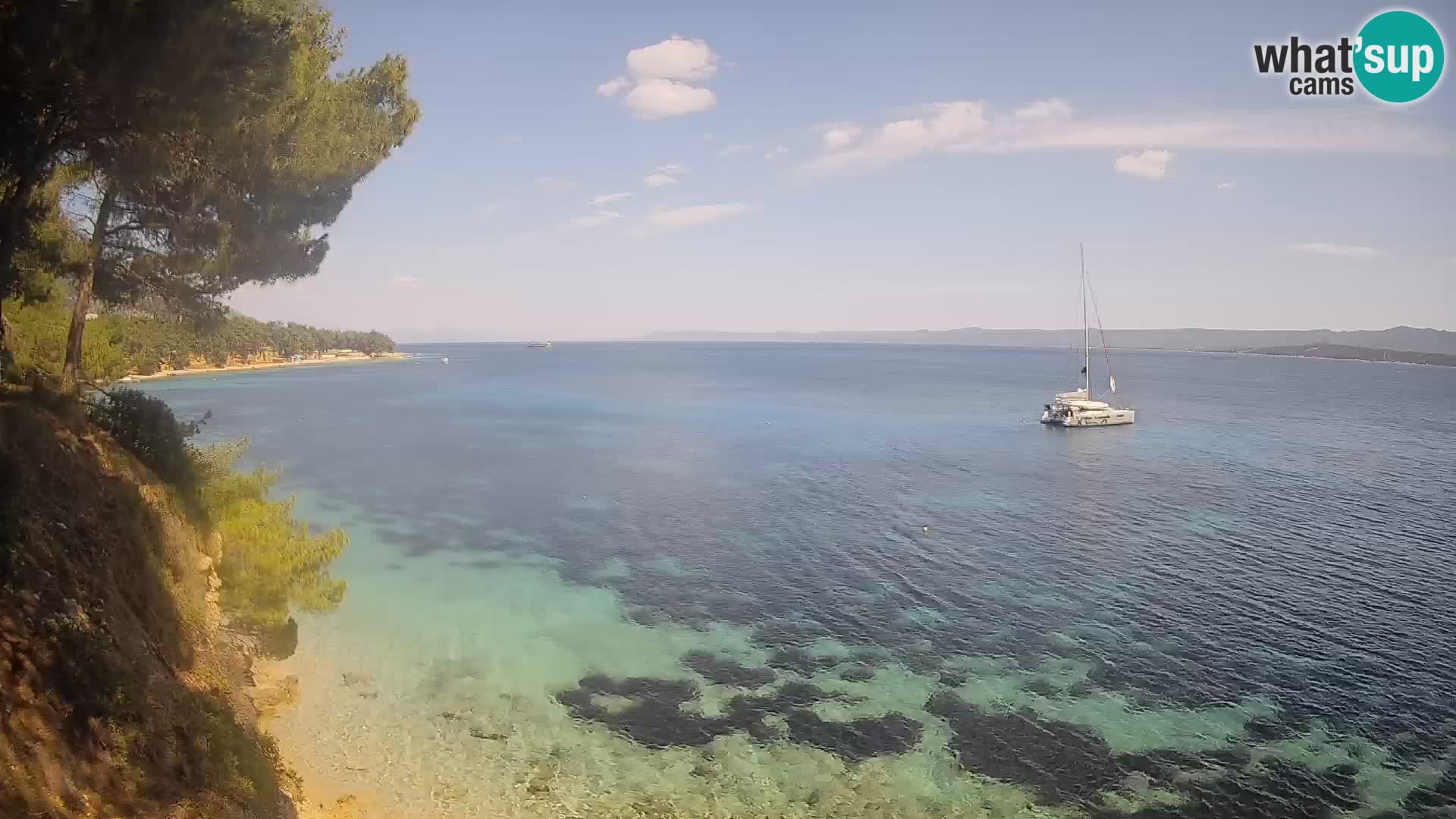 Spletna kamera Plaža Potočine Bol – Pogled v živo na plažo Borak, otok Brač