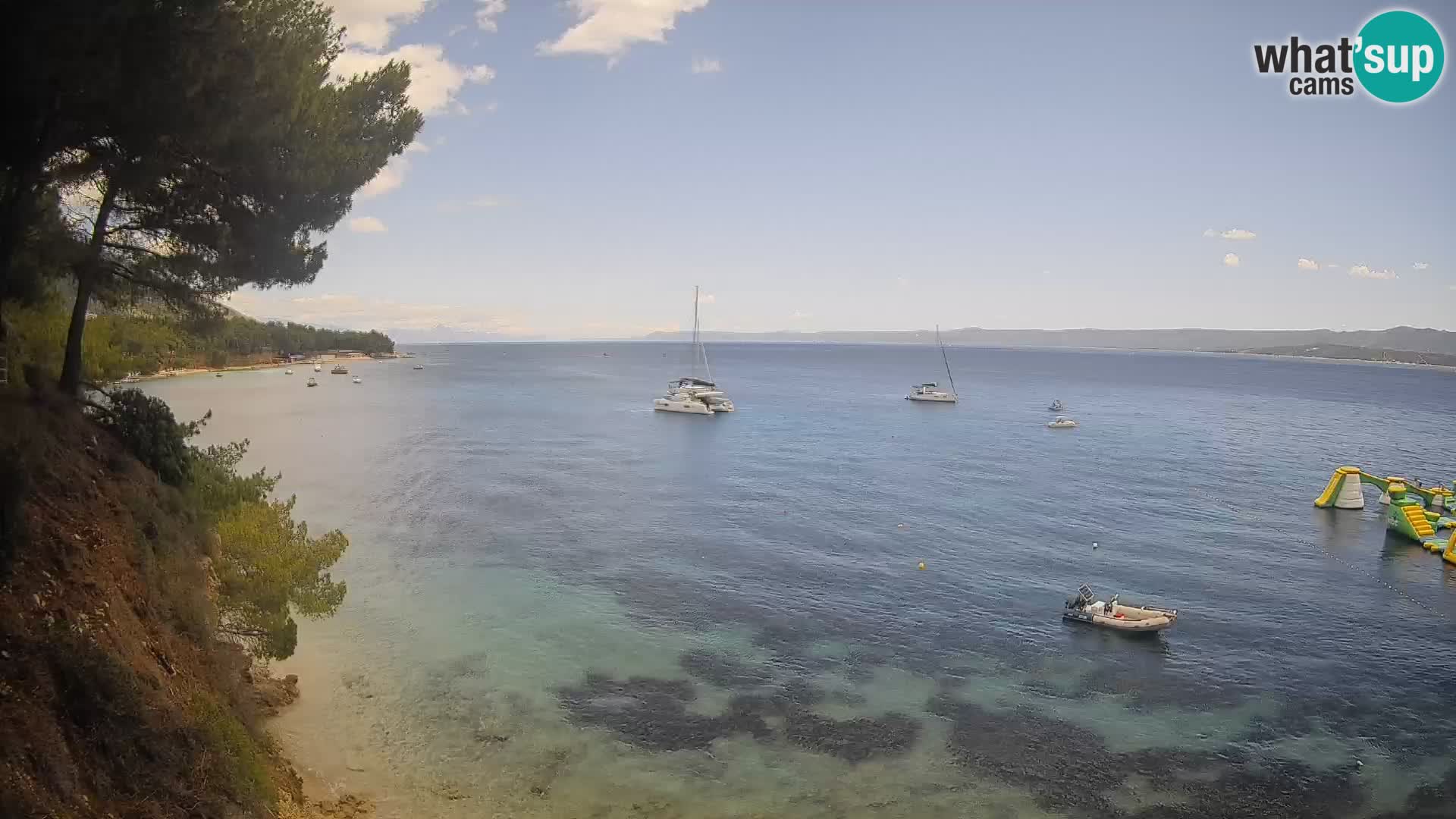 Spletna kamera Plaža Potočine Bol – Pogled v živo na plažo Borak, otok Brač
