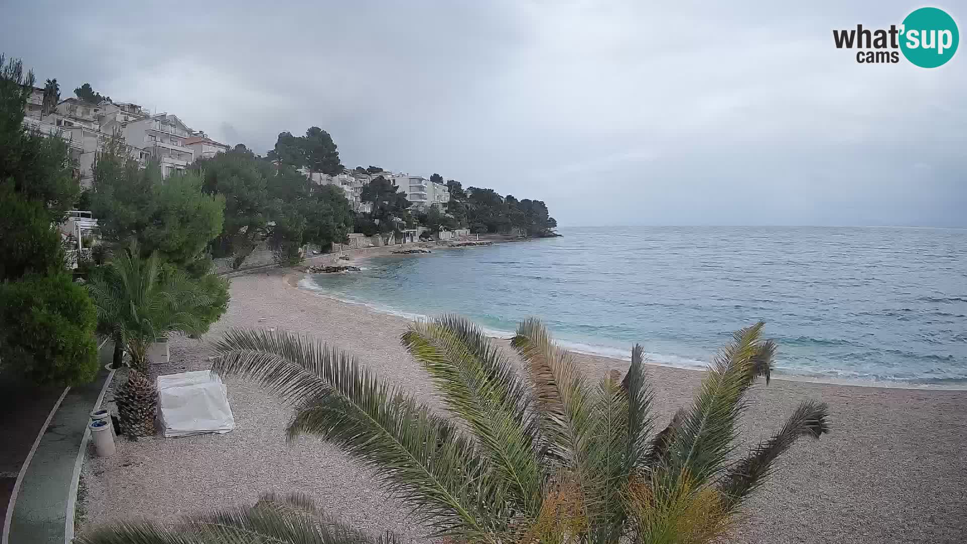 Webcam Lučica Strand Beach Brela – Liveblick von der Adriaküste