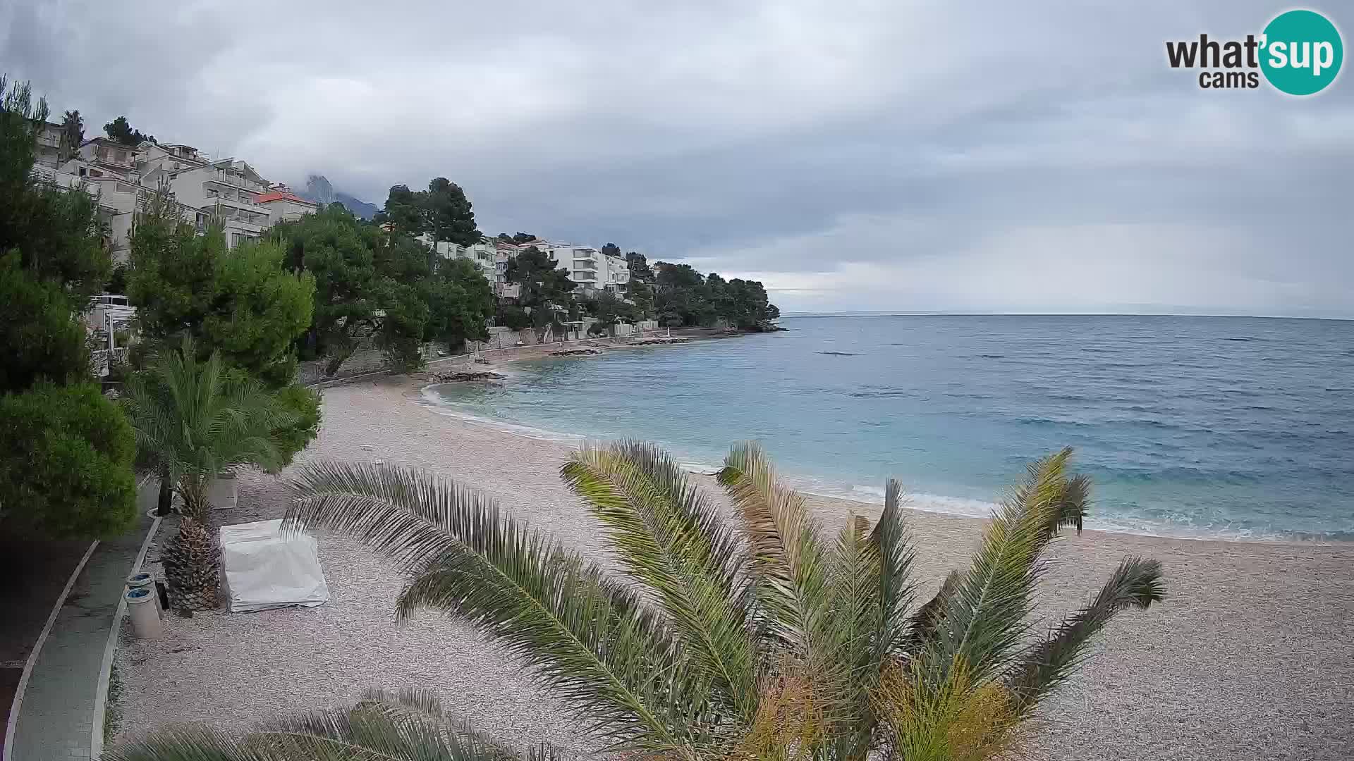 Web kamera Plaža Lučica Brela – Pogled uživo na jadransku obalu