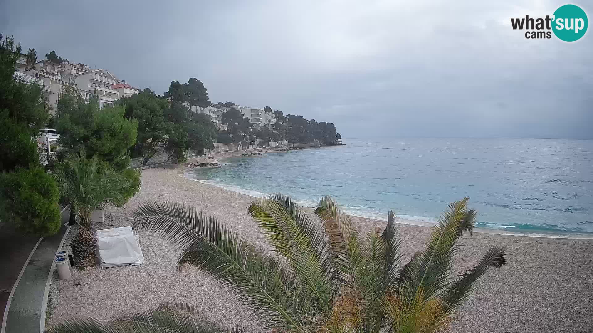 Webcam Lučica Strand Beach Brela – Liveblick von der Adriaküste