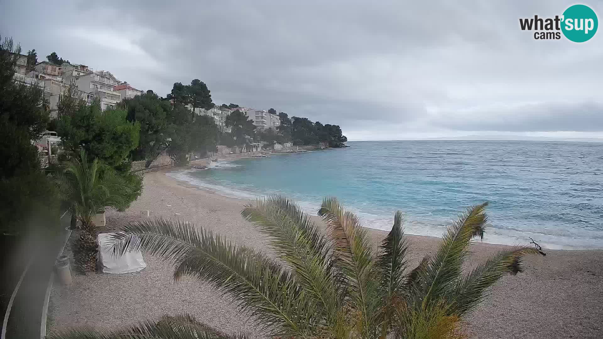Webcam Lučica Strand Beach Brela – Liveblick von der Adriaküste