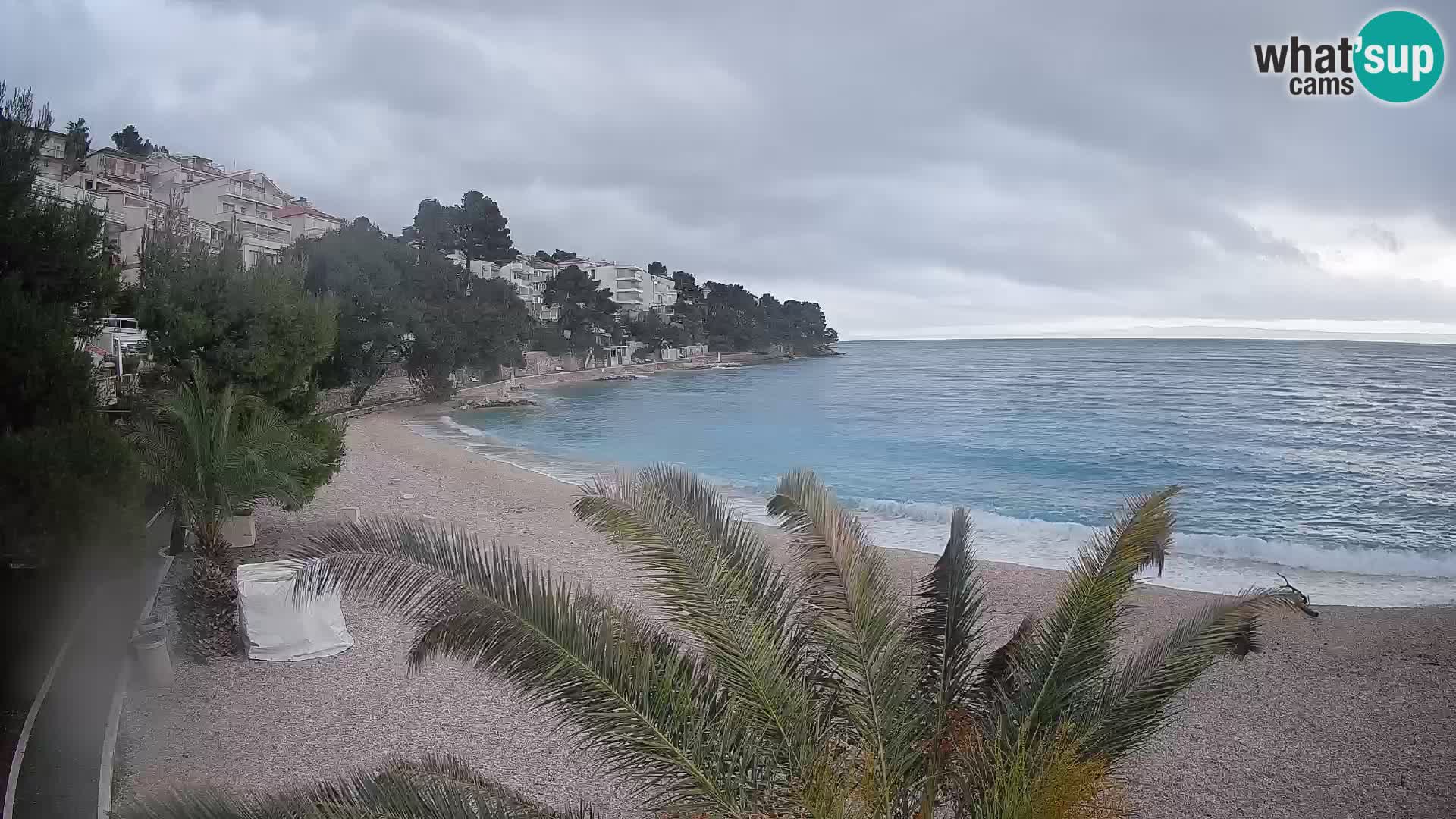 Webcam Lučica Strand Beach Brela – Liveblick von der Adriaküste