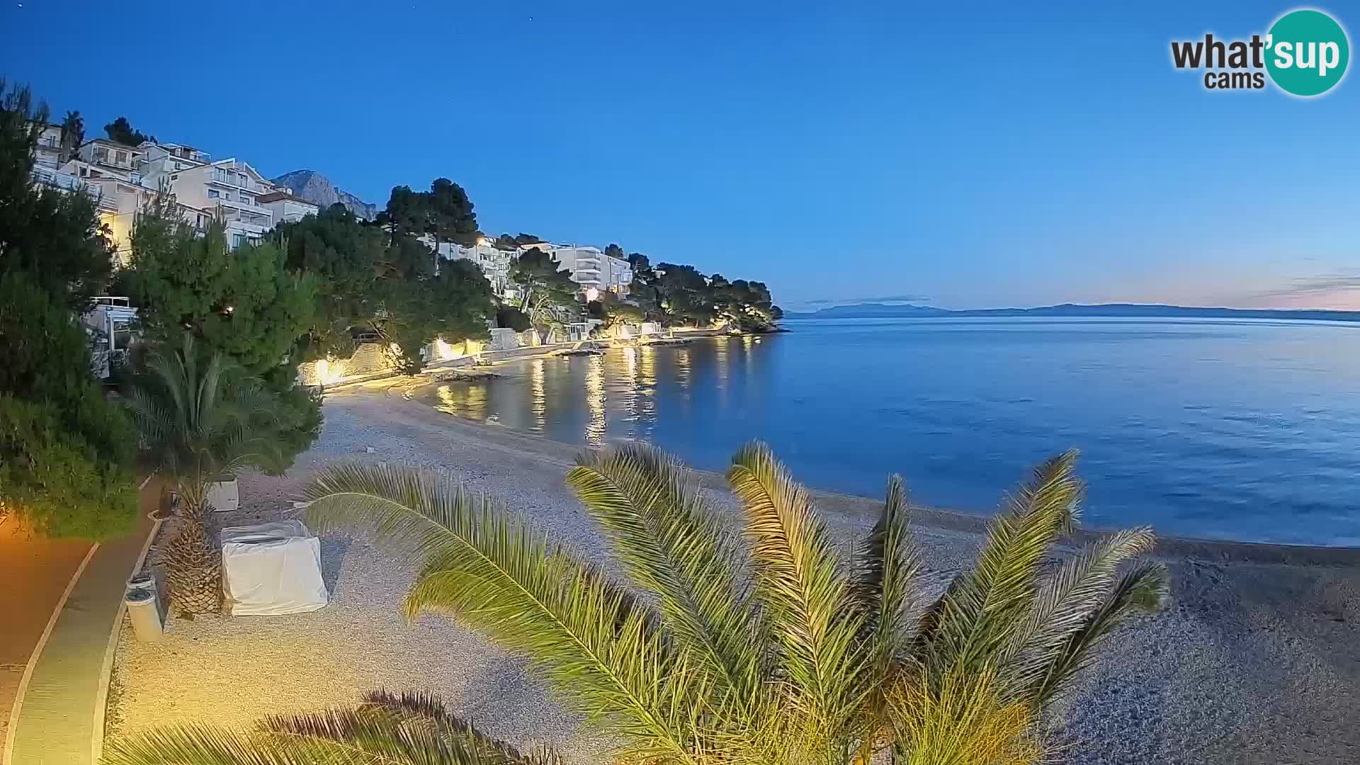 Webcam Lučica Strand Beach Brela – Liveblick von der Adriaküste