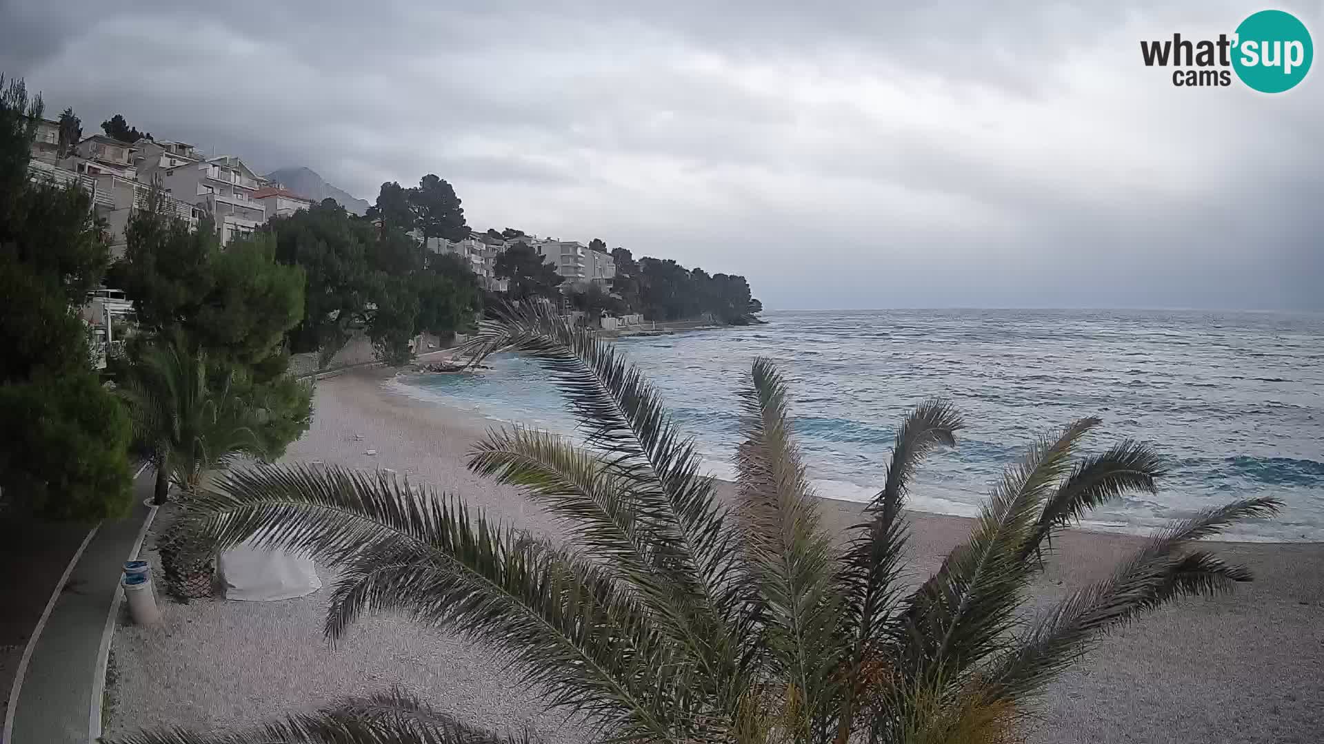 Webcam Lučica Strand Beach Brela – Liveblick von der Adriaküste