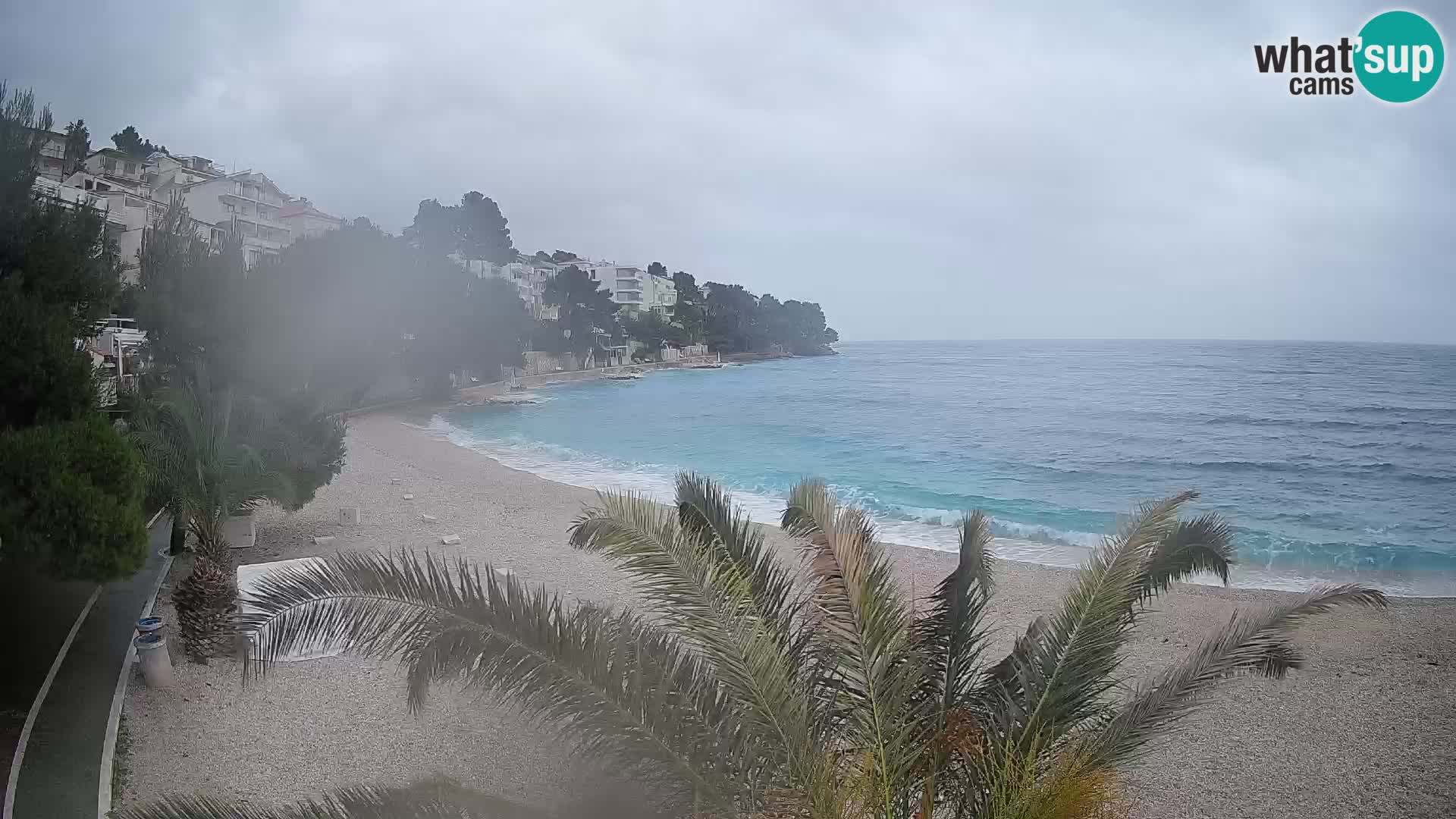 Webcam Lučica Strand Beach Brela – Liveblick von der Adriaküste
