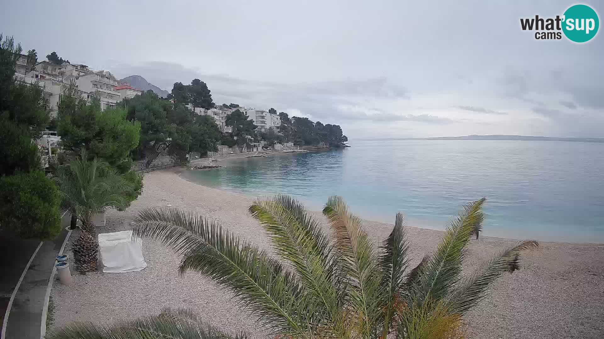 Webcam Lučica Strand Beach Brela – Liveblick von der Adriaküste