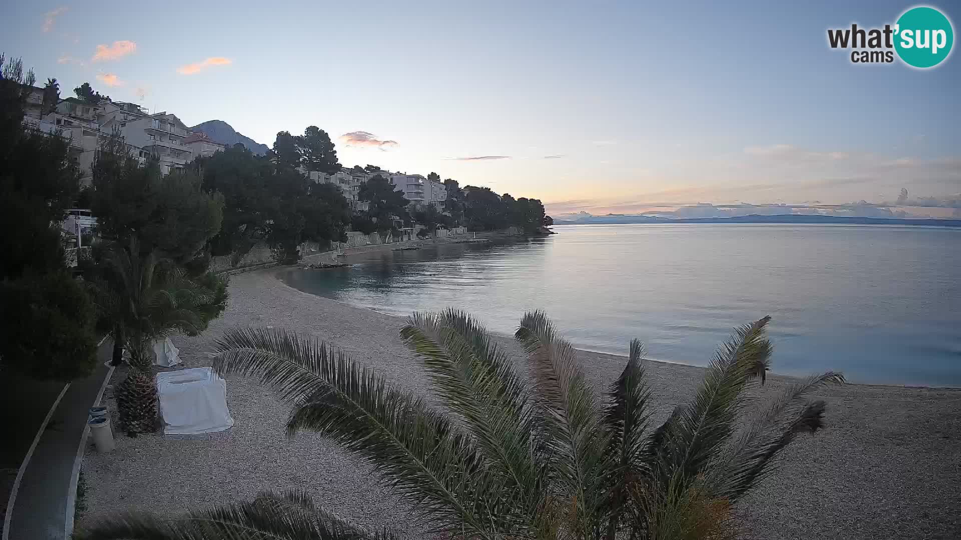 Webcam Lučica Strand Beach Brela – Liveblick von der Adriaküste