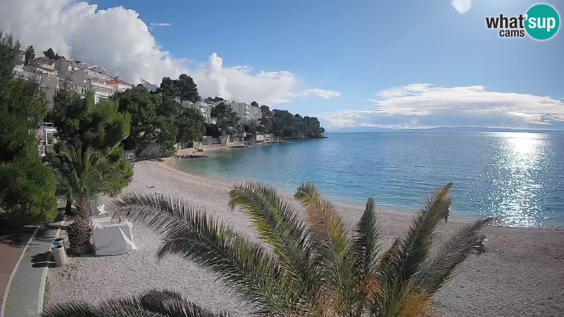 Spletna kamera Plaža Lučica Brela – Pogled v živo na Jadransko obalo