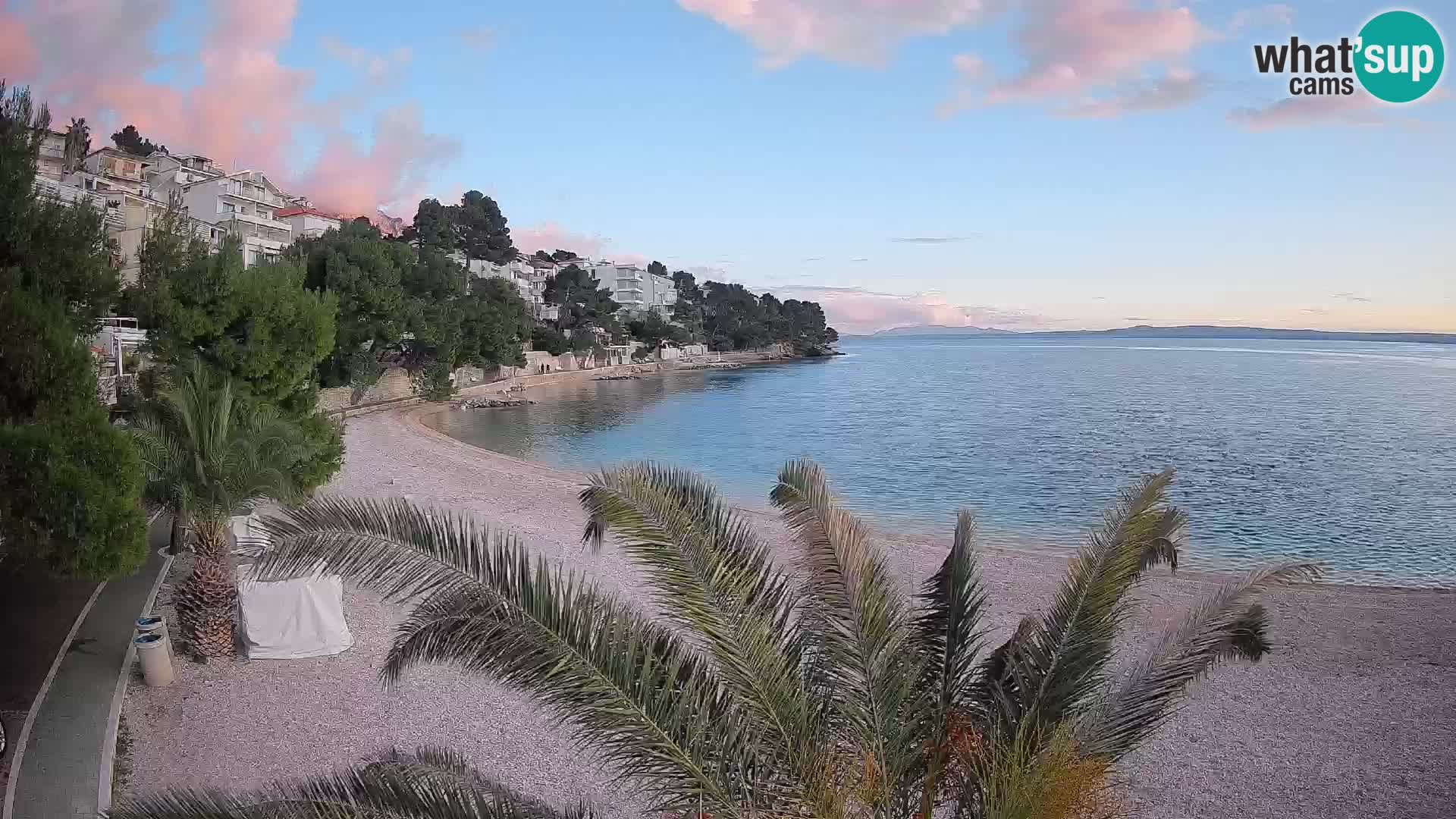 Webcam Lučica Strand Beach Brela – Liveblick von der Adriaküste