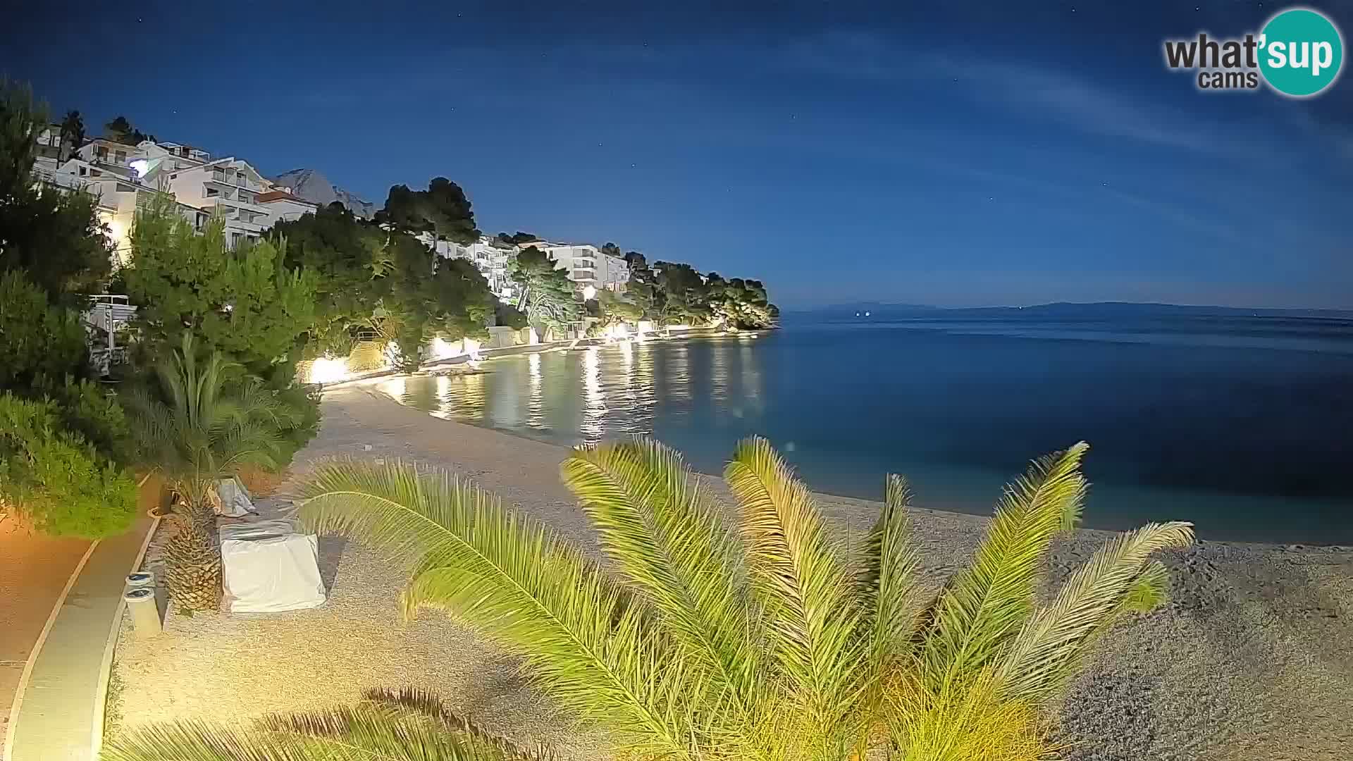 Web kamera Plaža Lučica Brela – Pogled uživo na jadransku obalu