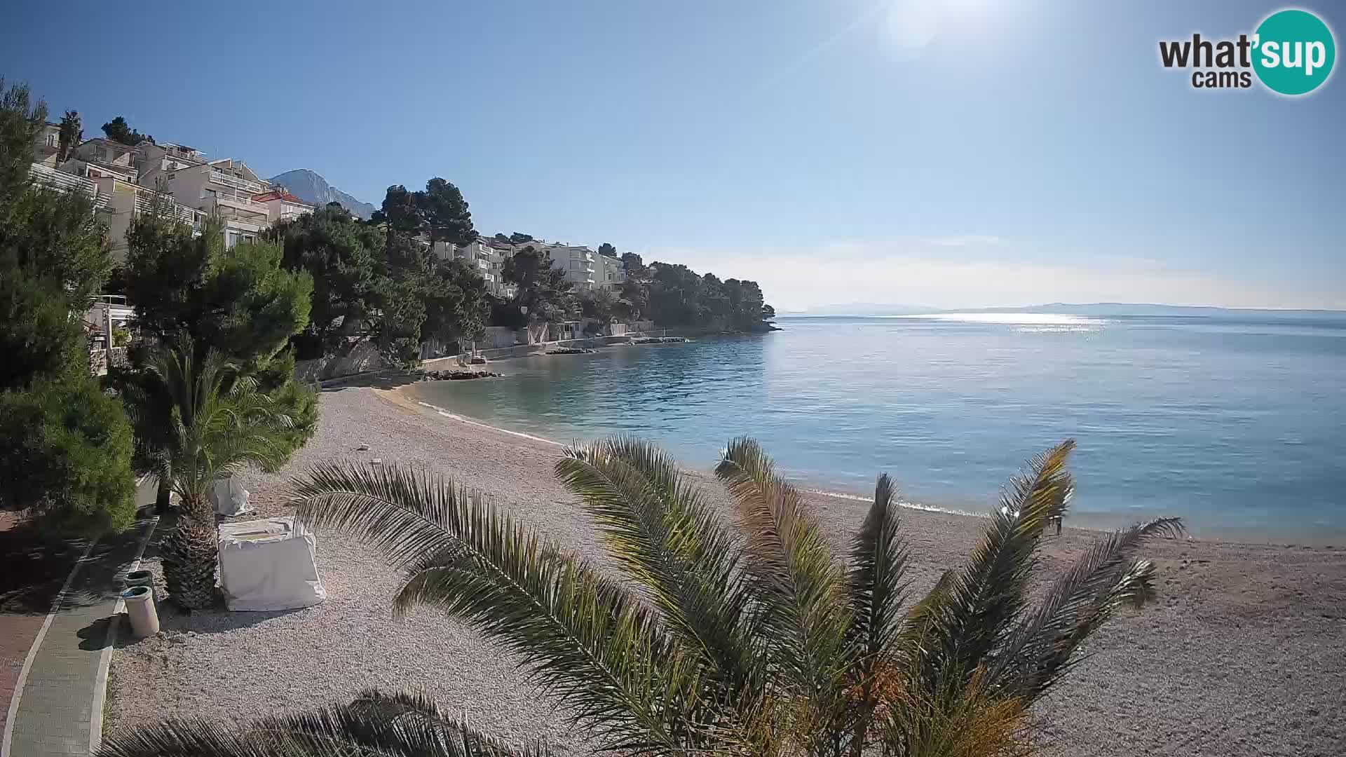 Webcam Lučica Strand Beach Brela – Liveblick von der Adriaküste