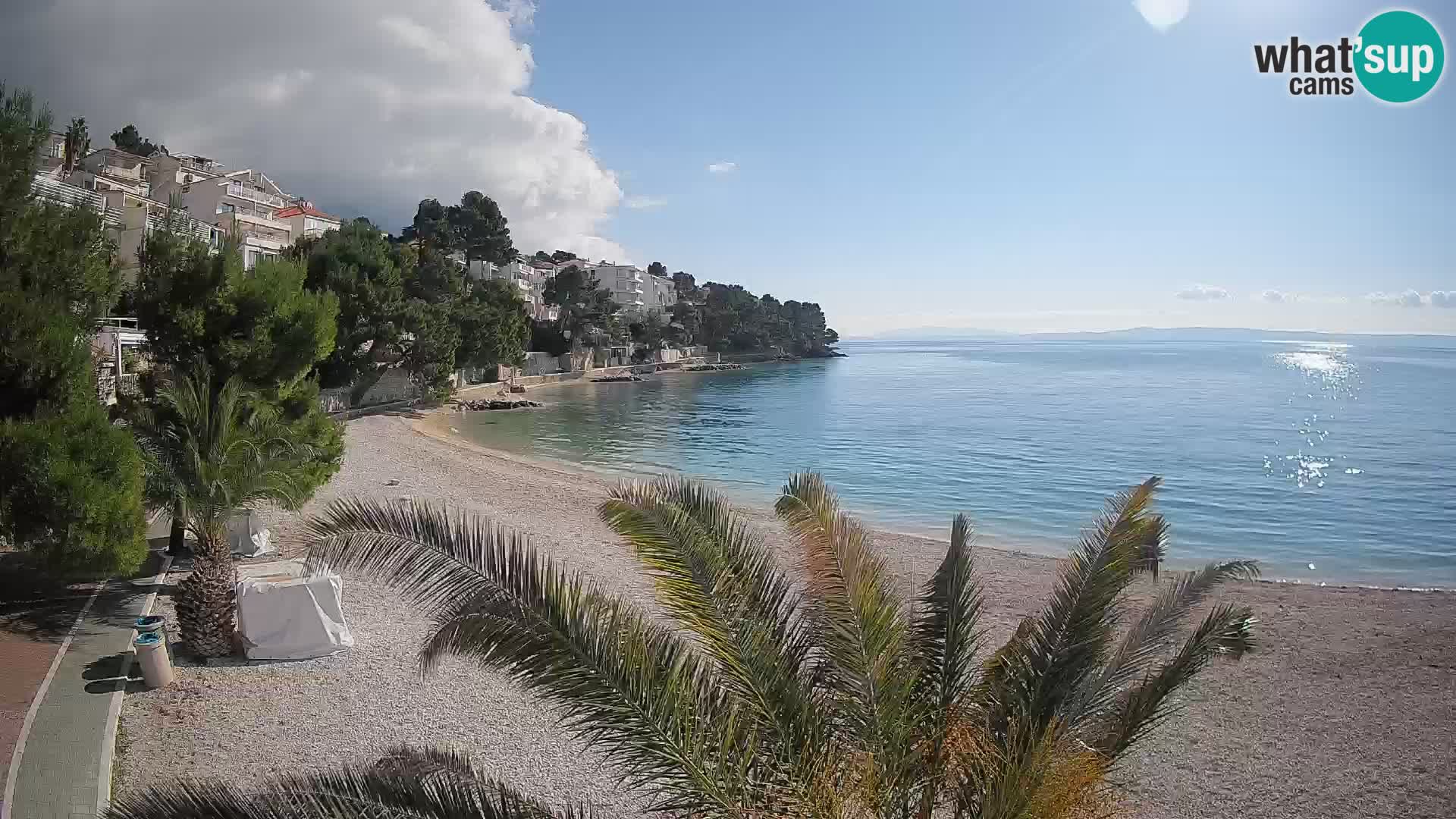 Web kamera Plaža Lučica Brela – Pogled uživo na jadransku obalu