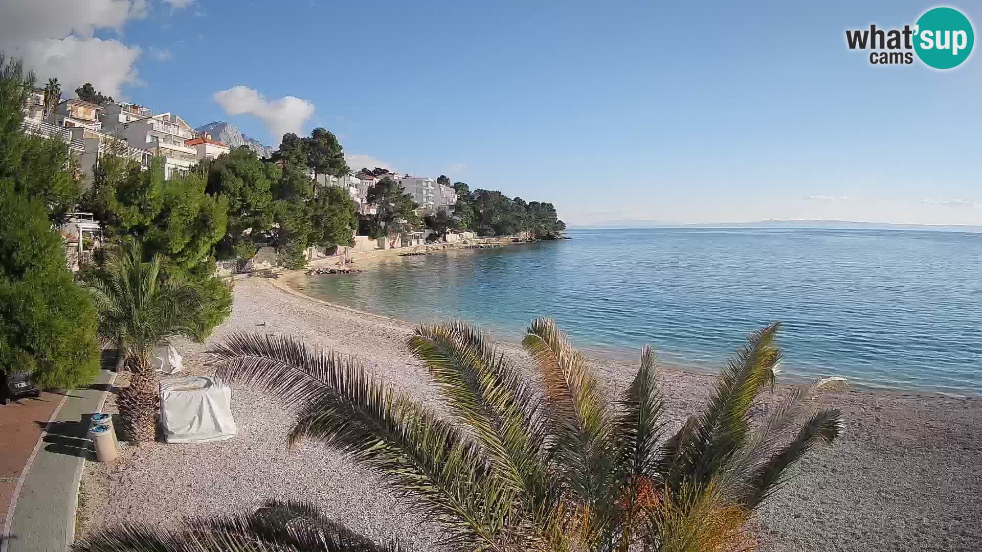 Spletna kamera Plaža Lučica Brela – Pogled v živo na Jadransko obalo