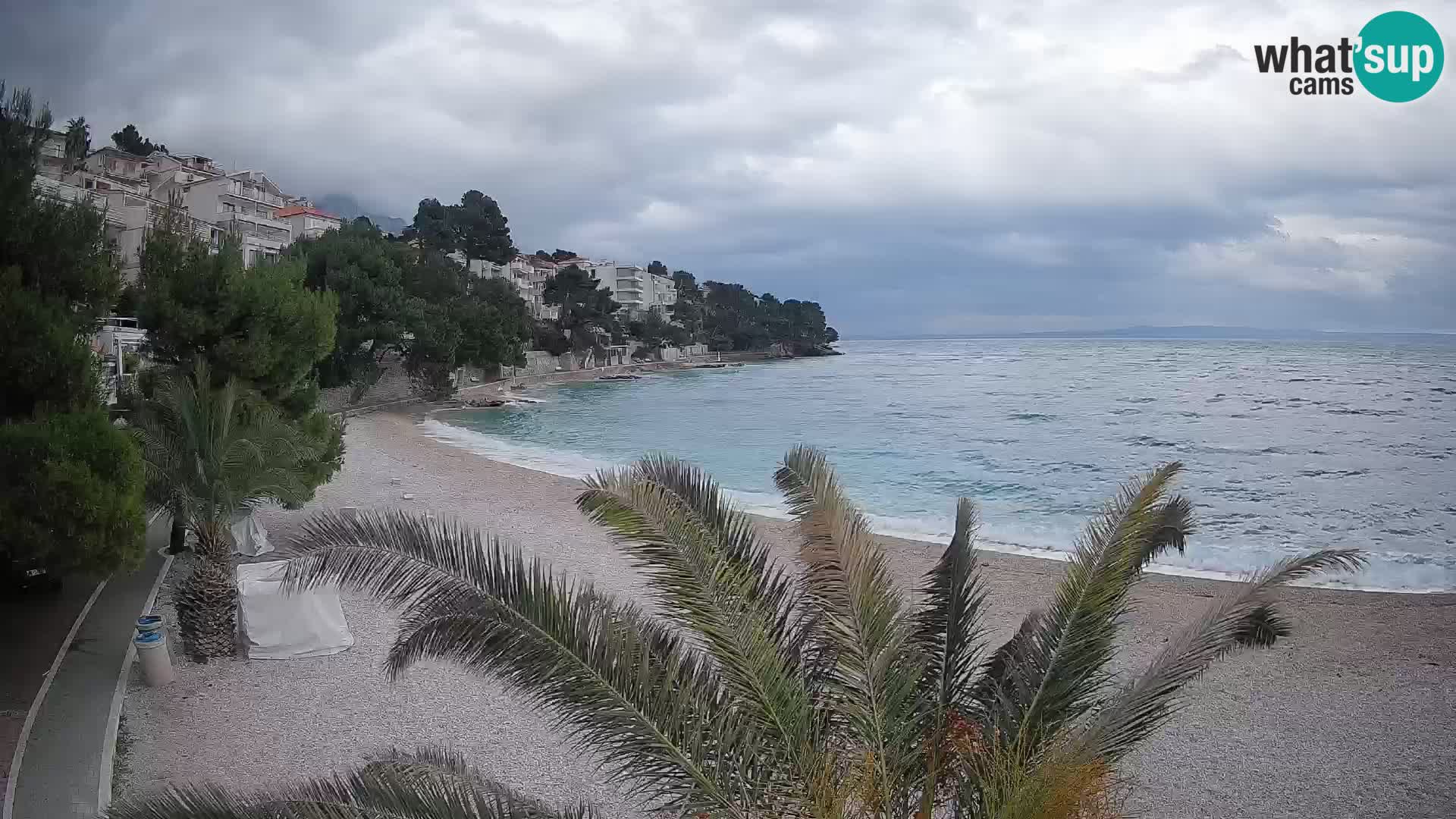 Webcam Lučica Strand Beach Brela – Liveblick von der Adriaküste