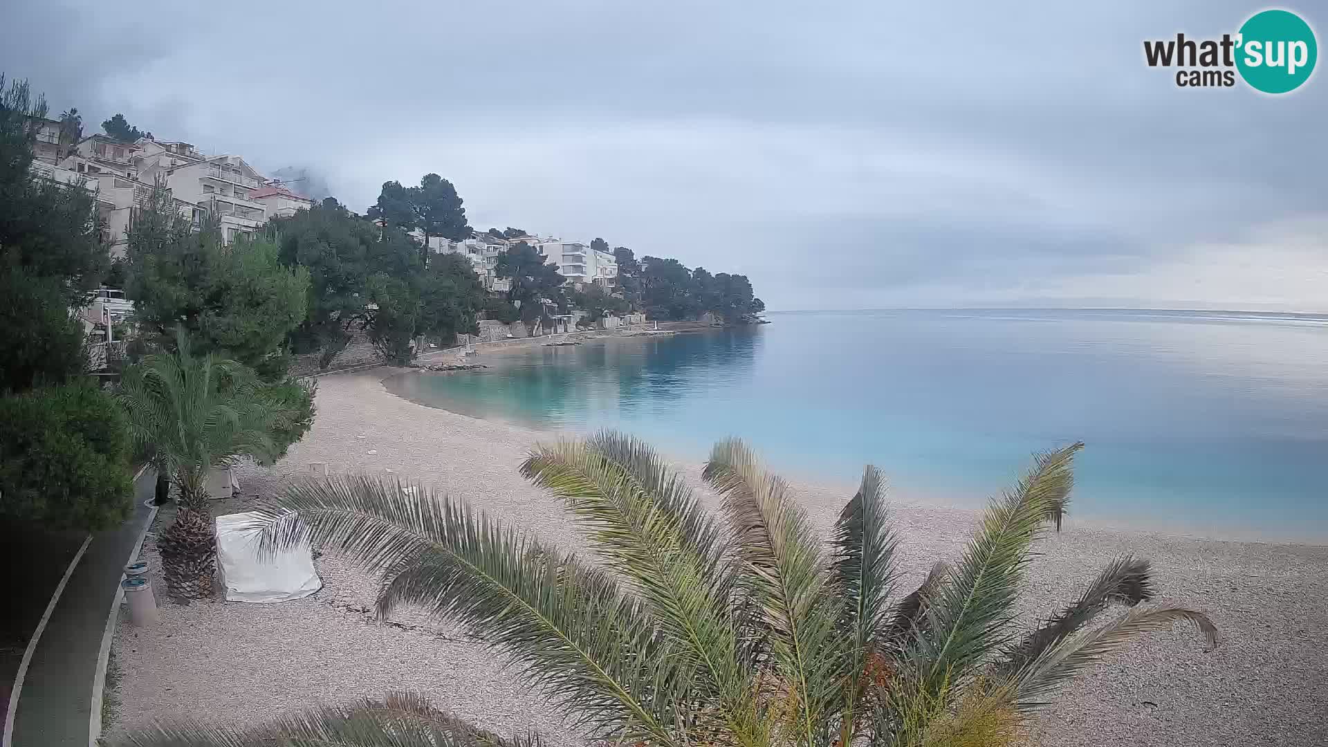 Webcam Lučica Strand Beach Brela – Liveblick von der Adriaküste
