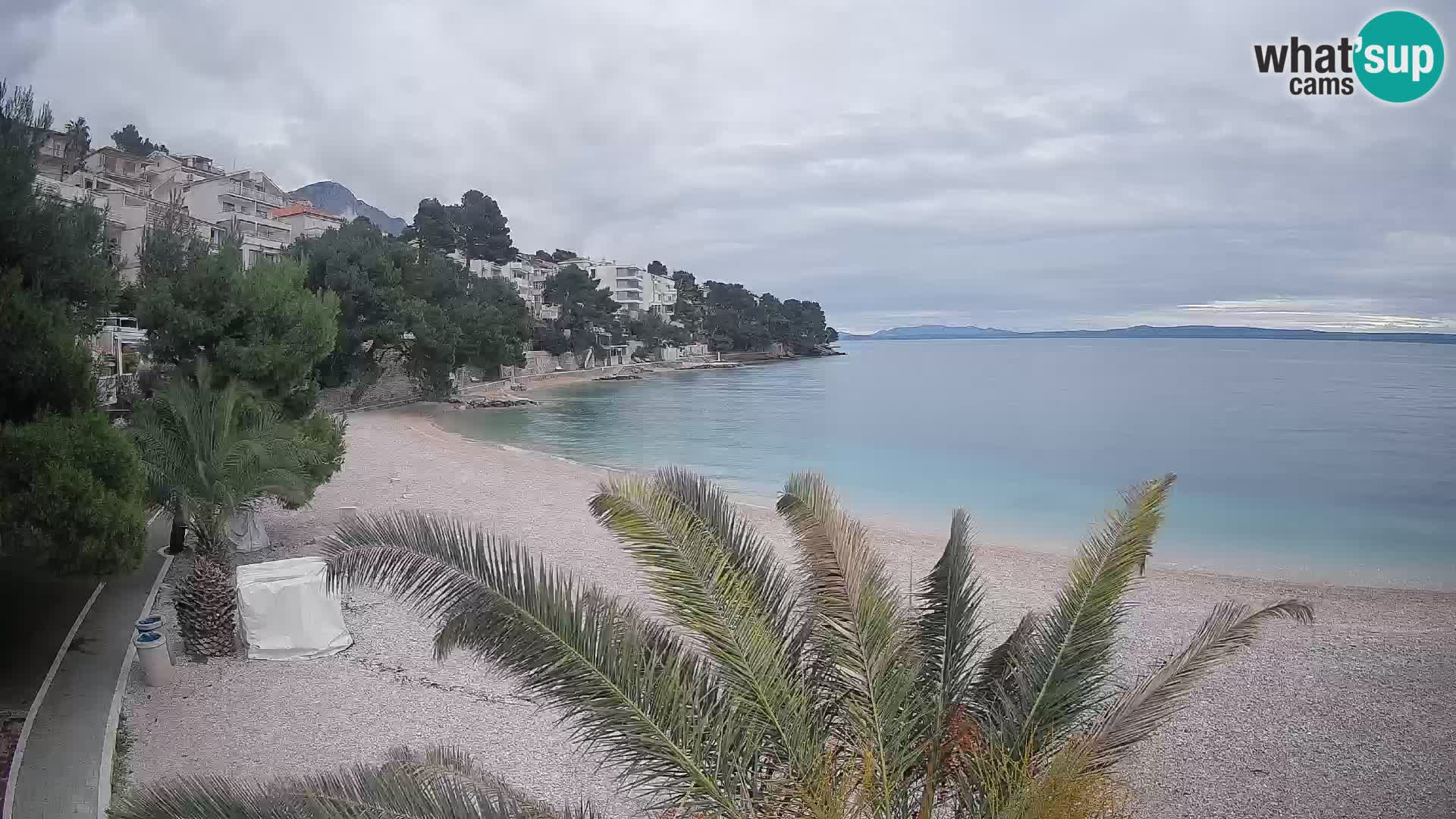 Webcam Lučica Strand Beach Brela – Liveblick von der Adriaküste