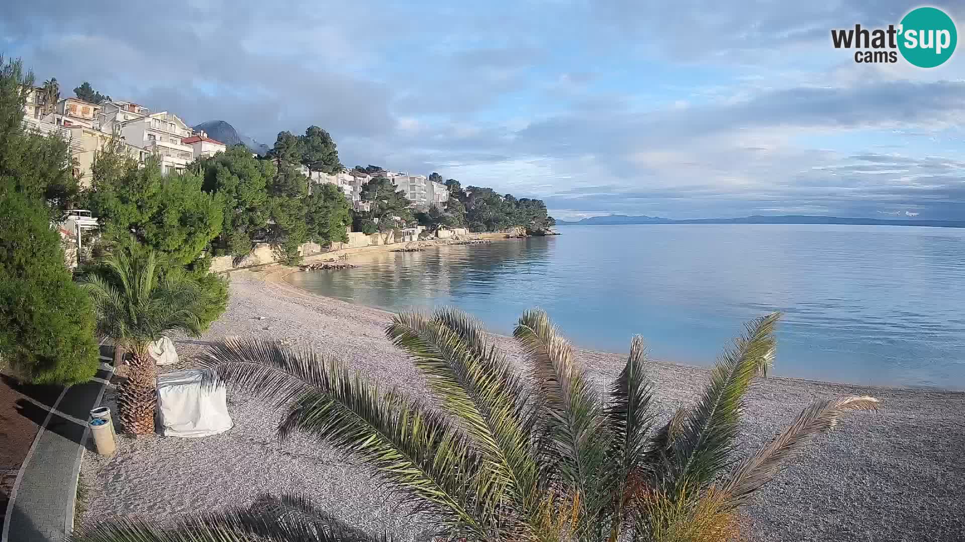 Webcam Lučica Strand Beach Brela – Liveblick von der Adriaküste