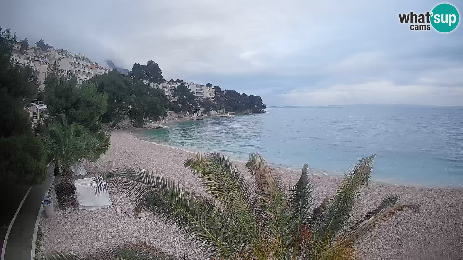 Webcam Lučica Strand Beach Brela – Liveblick von der Adriaküste