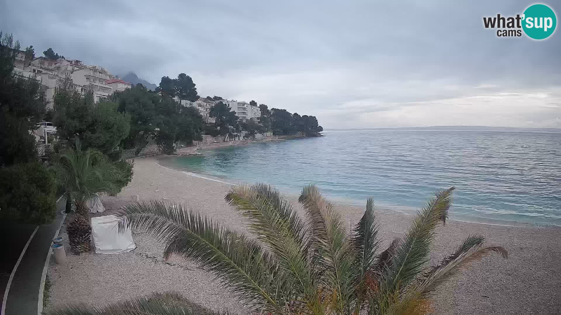 Webcam Lučica Strand Beach Brela – Liveblick von der Adriaküste