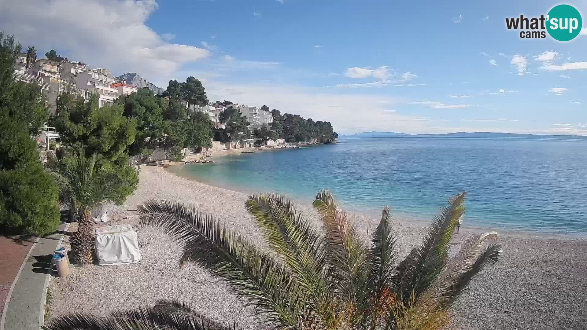 Spletna kamera Plaža Lučica Brela – Pogled v živo na Jadransko obalo