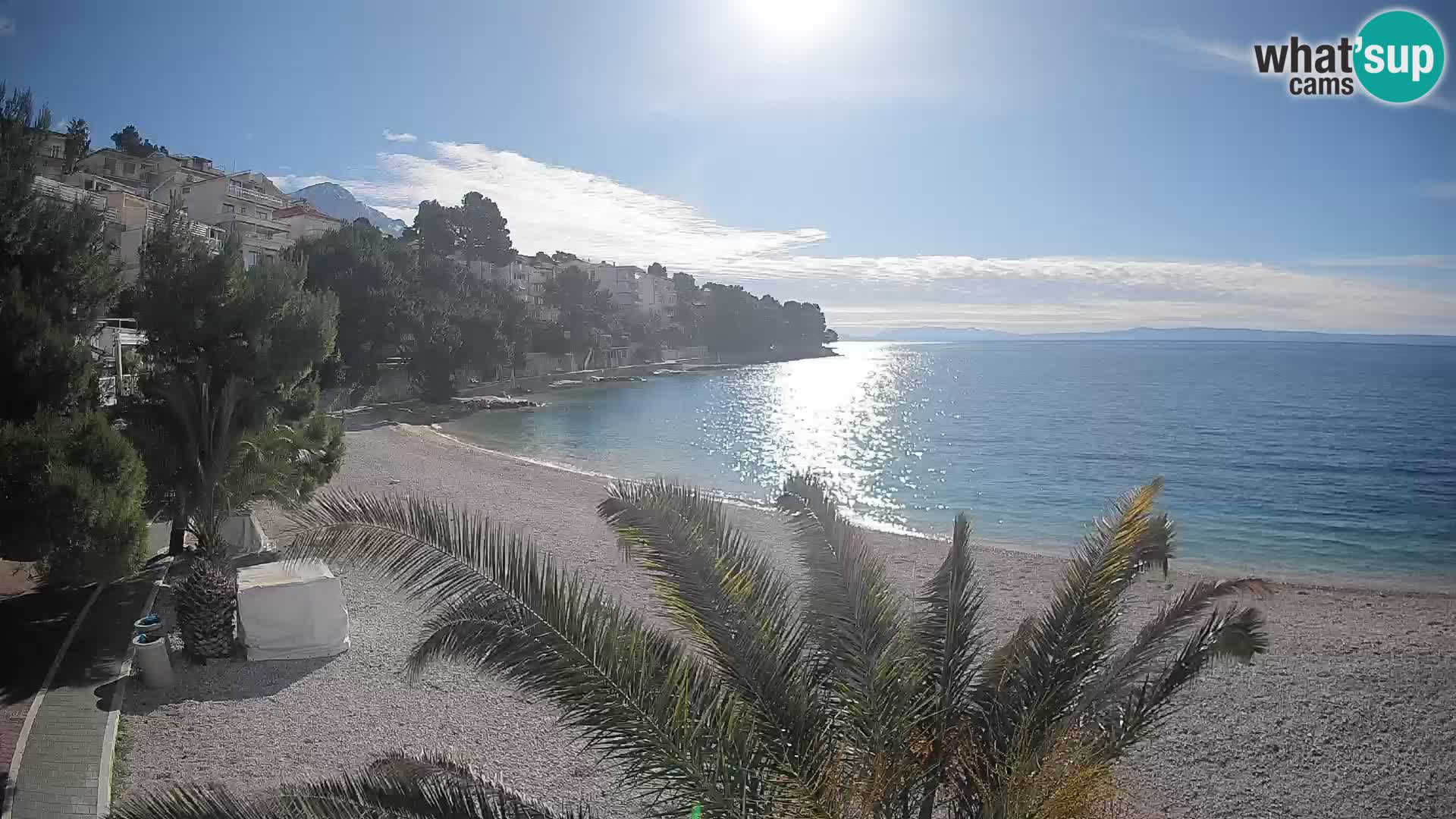 Web kamera Plaža Lučica Brela – Pogled uživo na jadransku obalu