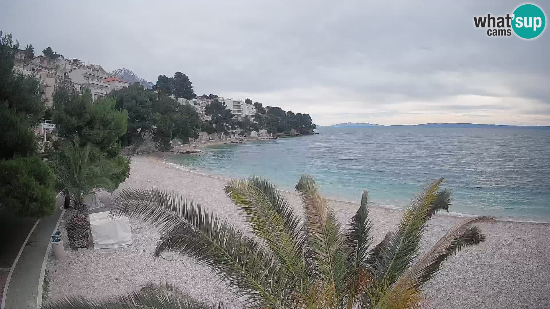 Webcam Lučica Strand Beach Brela – Liveblick von der Adriaküste