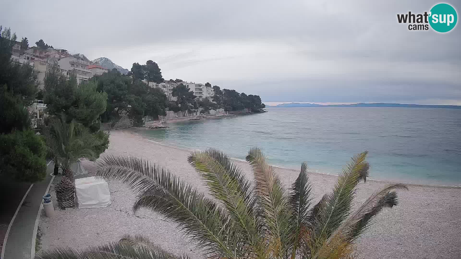 Webcam Lučica Strand Beach Brela – Liveblick von der Adriaküste