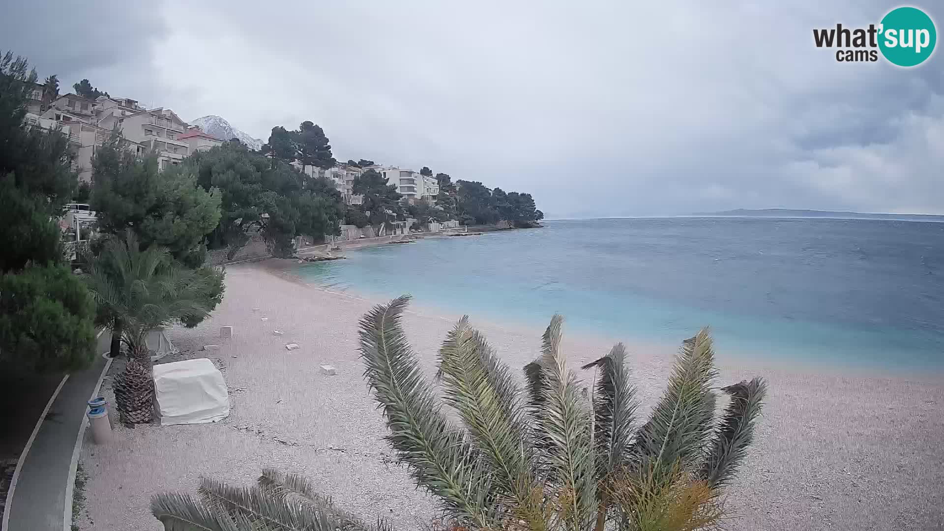 Webcam Lučica Strand Beach Brela – Liveblick von der Adriaküste