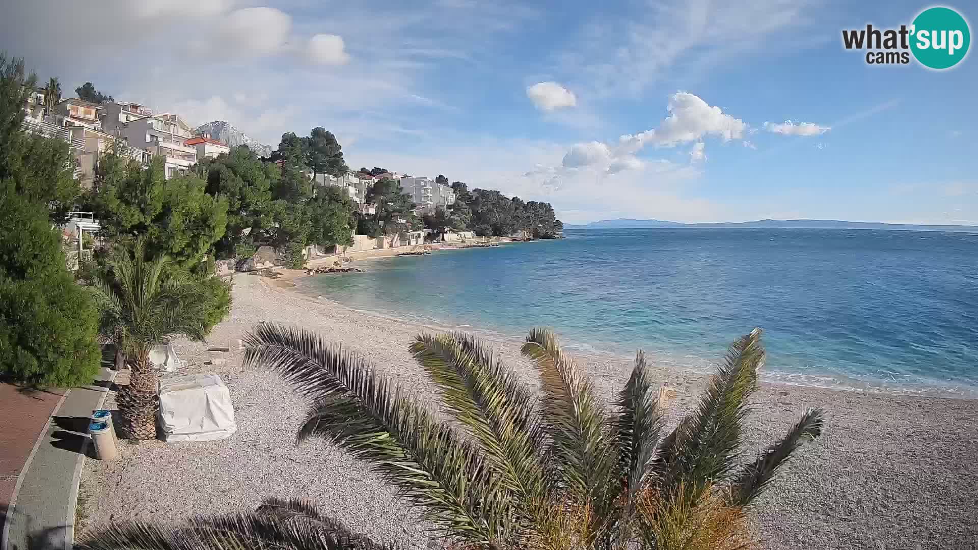 Web kamera Plaža Lučica Brela – Pogled uživo na jadransku obalu