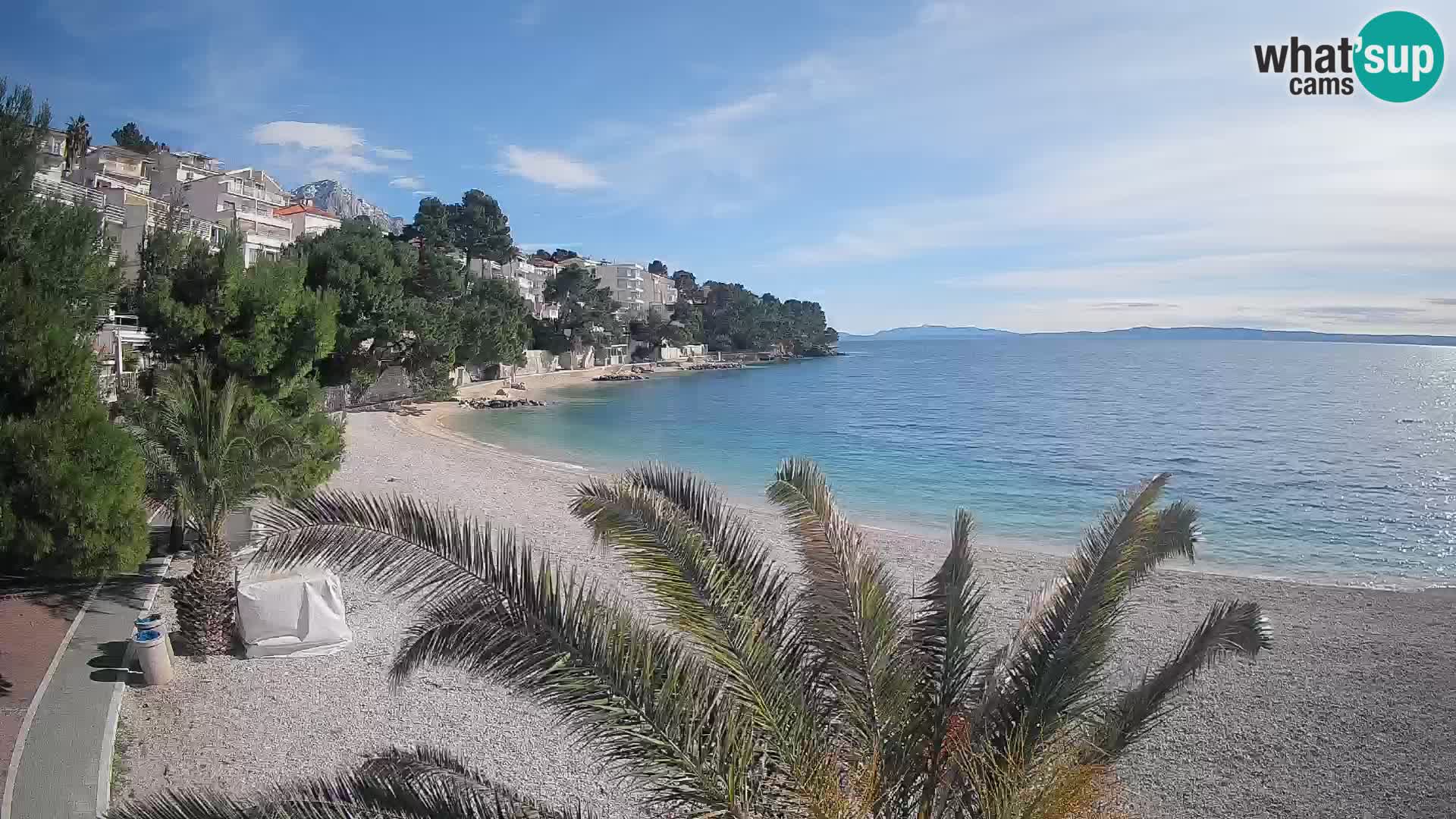 Webcam Lučica Strand Beach Brela – Liveblick von der Adriaküste