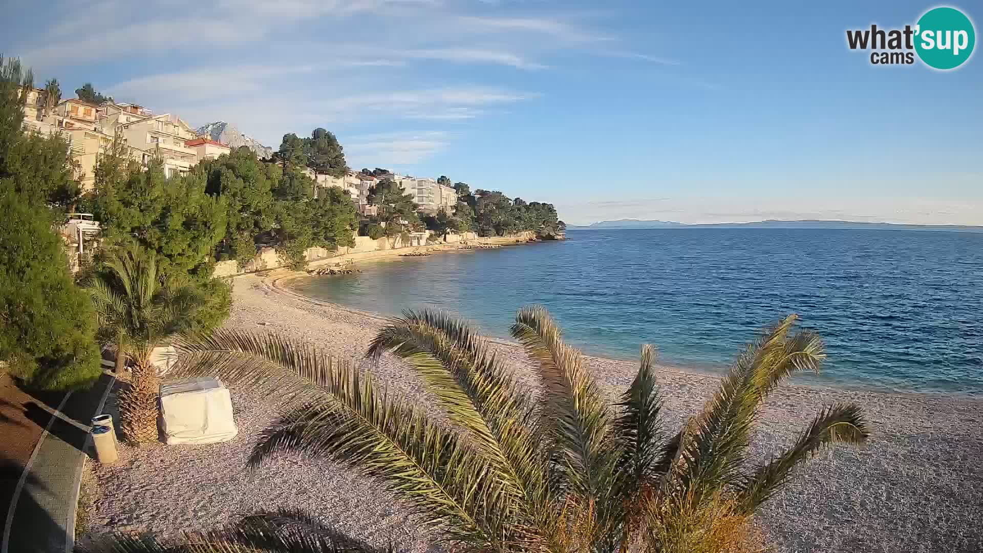 Webcam Lučica Strand Beach Brela – Liveblick von der Adriaküste