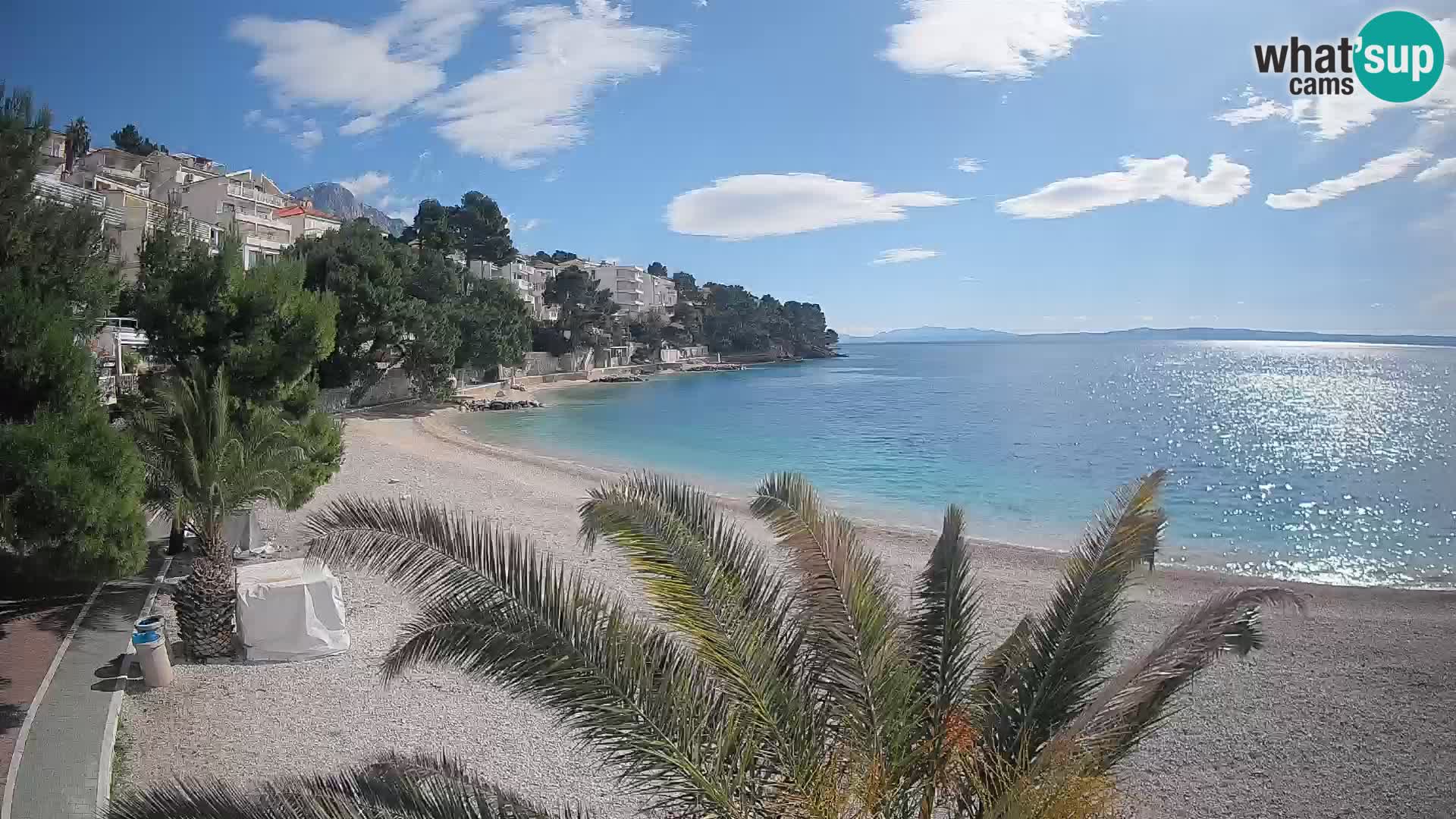 Web kamera Plaža Lučica Brela – Pogled uživo na jadransku obalu