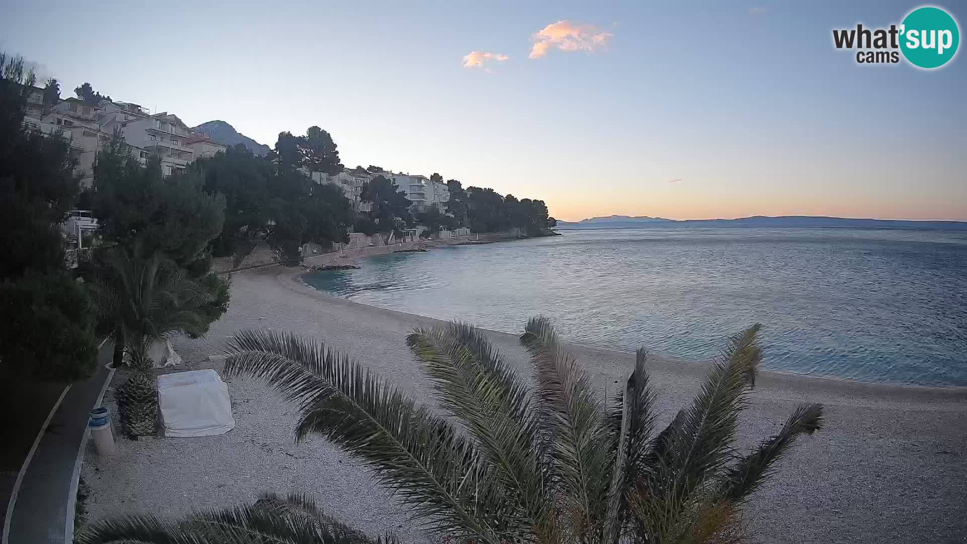 Webcam Lučica Strand Beach Brela – Liveblick von der Adriaküste