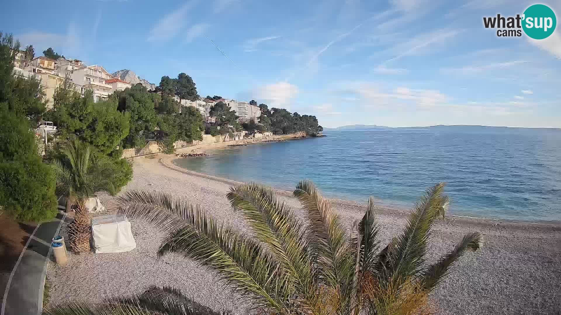 Webcam Lučica Strand Beach Brela – Liveblick von der Adriaküste