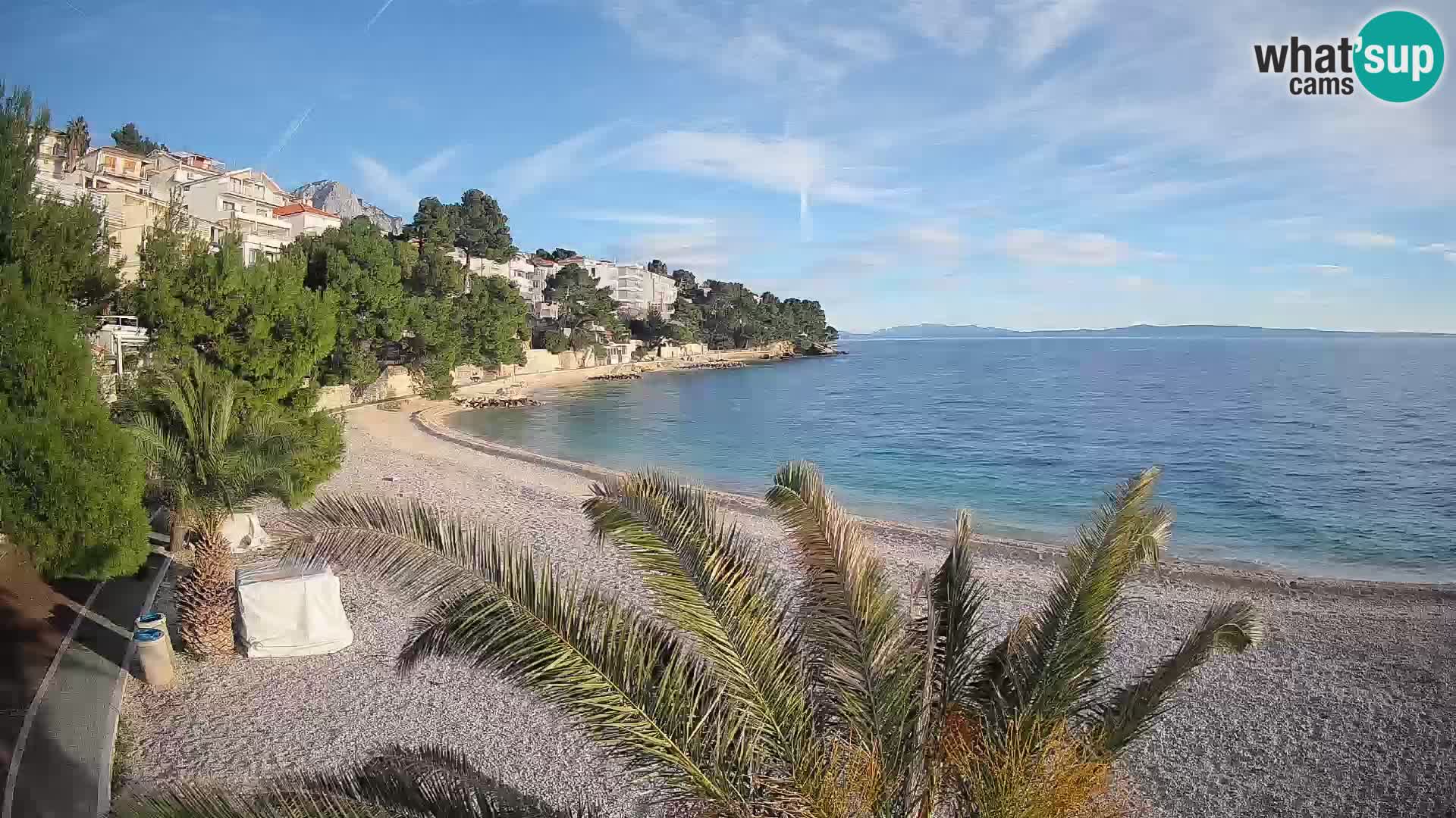 Spletna kamera Plaža Lučica Brela – Pogled v živo na Jadransko obalo