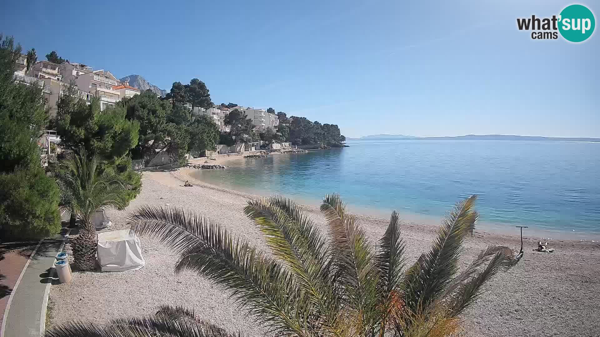 Webcam Lučica Strand Beach Brela – Liveblick von der Adriaküste