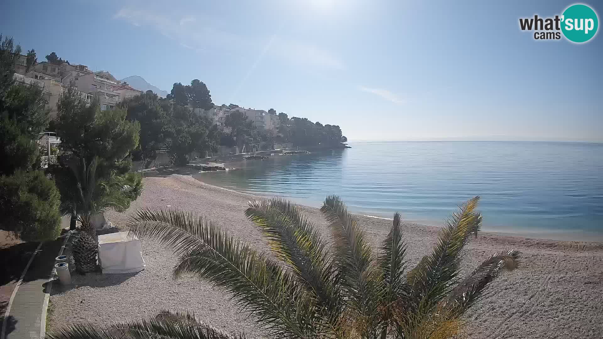 Webcam Lučica Strand Beach Brela – Liveblick von der Adriaküste