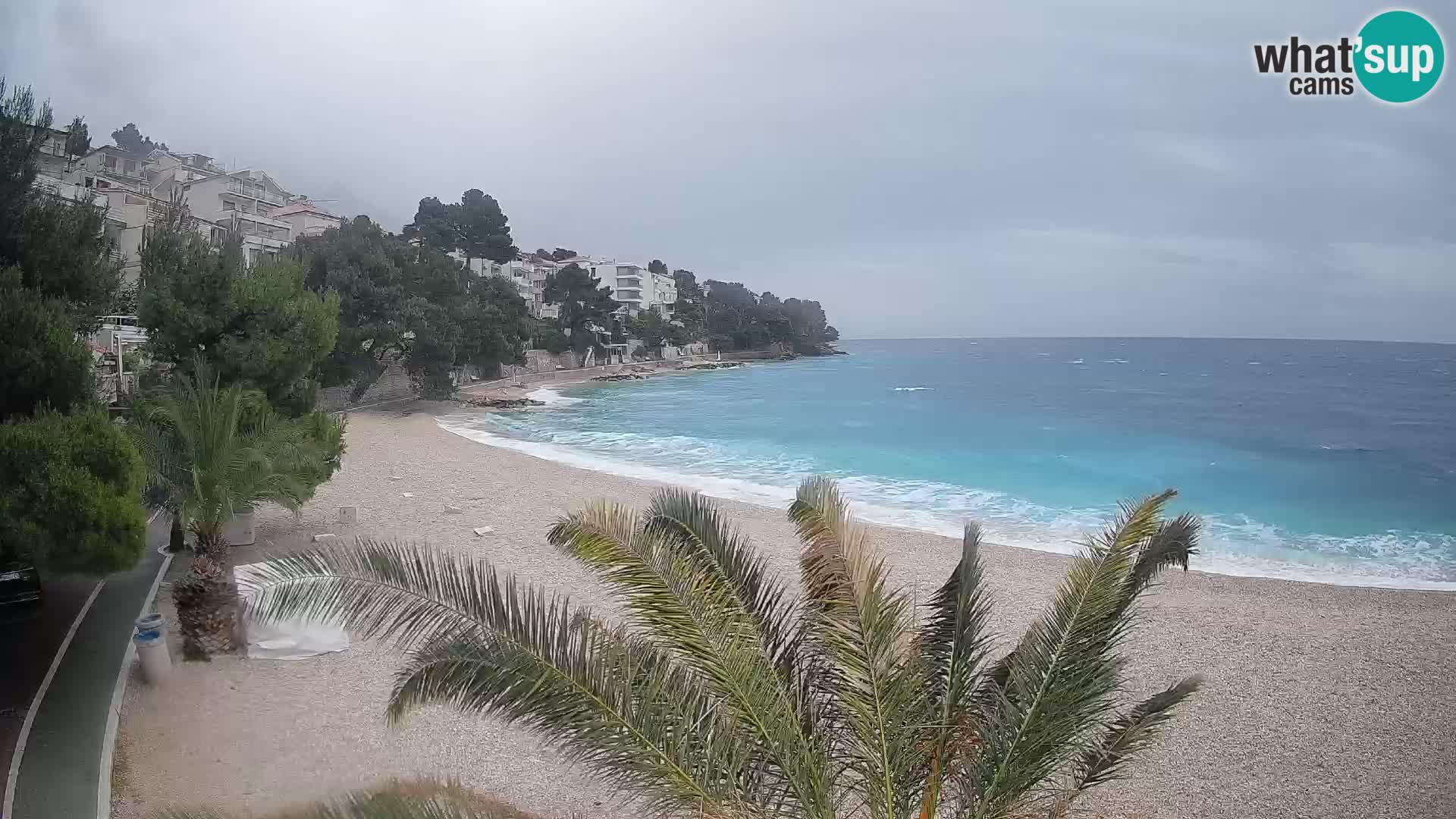 Webcam Lučica Strand Beach Brela – Liveblick von der Adriaküste
