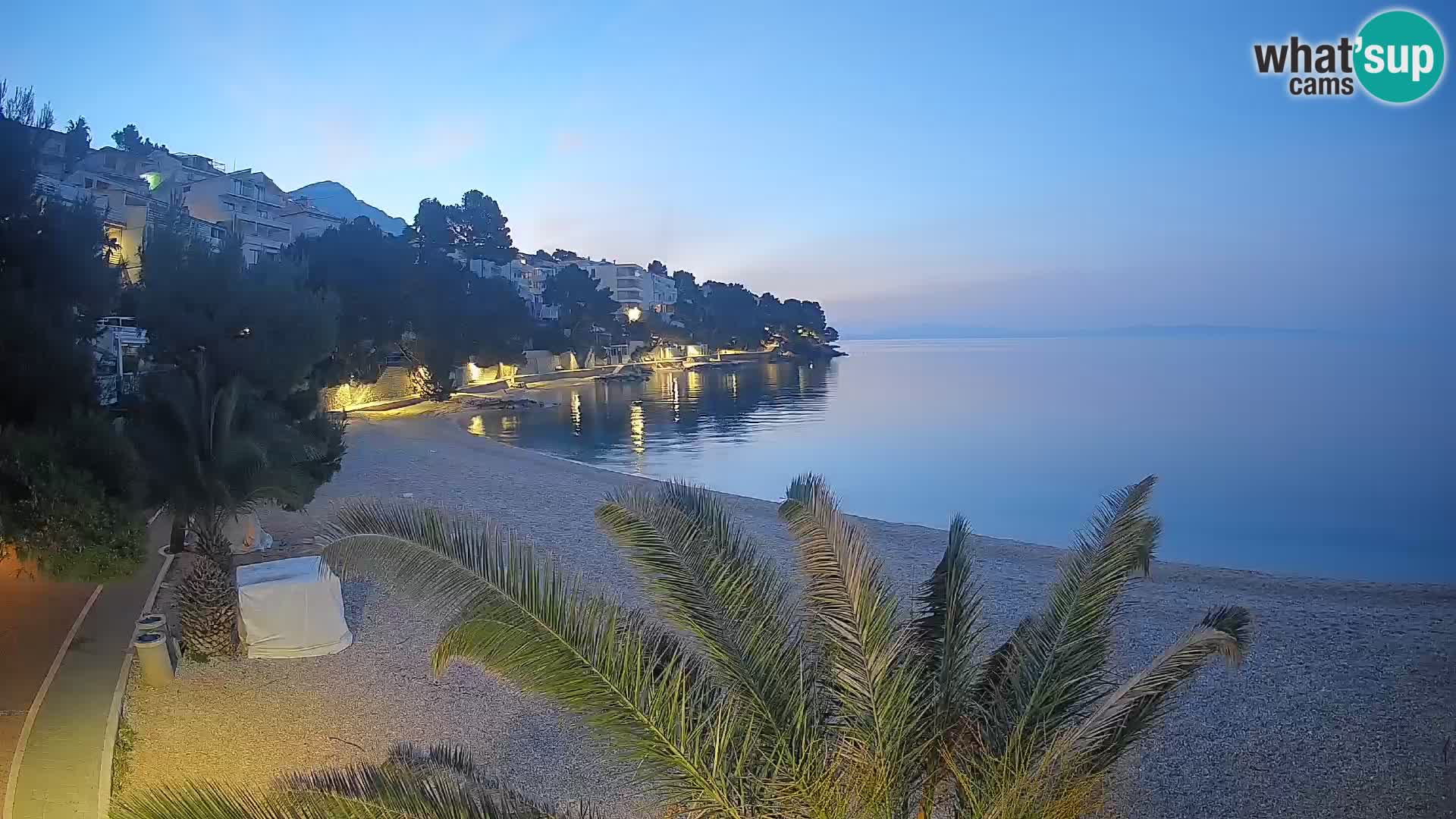 Webcam Lučica Strand Beach Brela – Liveblick von der Adriaküste