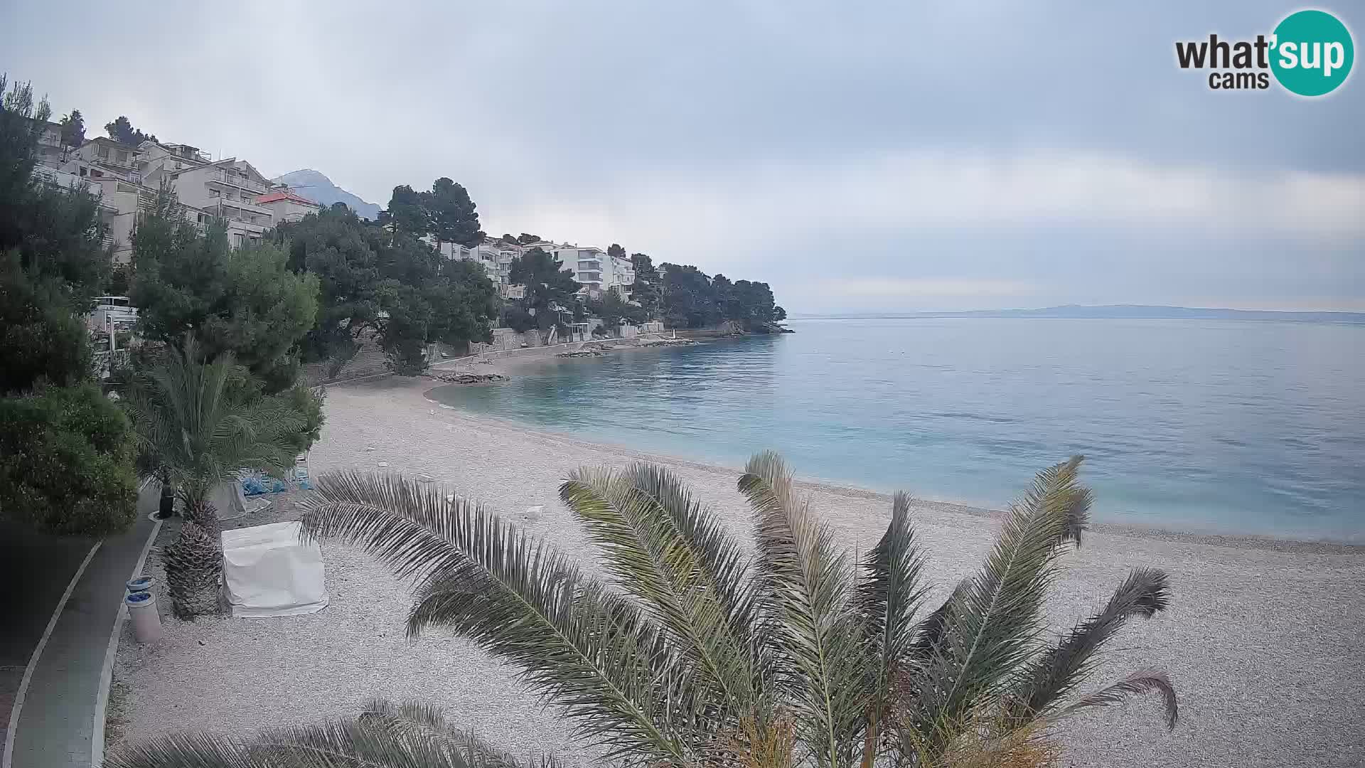 Webcam Lučica Strand Beach Brela – Liveblick von der Adriaküste