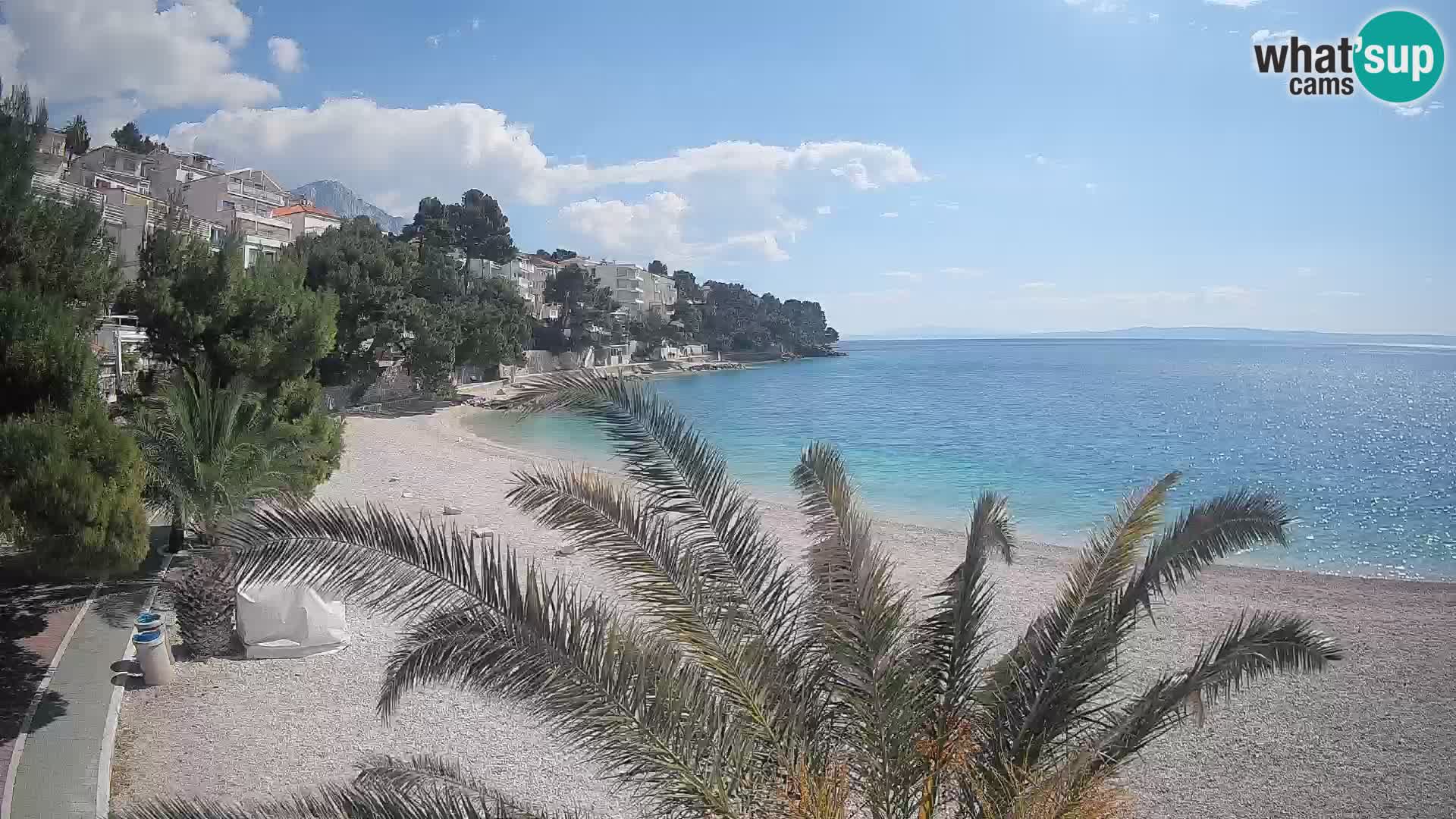 Web kamera Plaža Lučica Brela – Pogled uživo na jadransku obalu