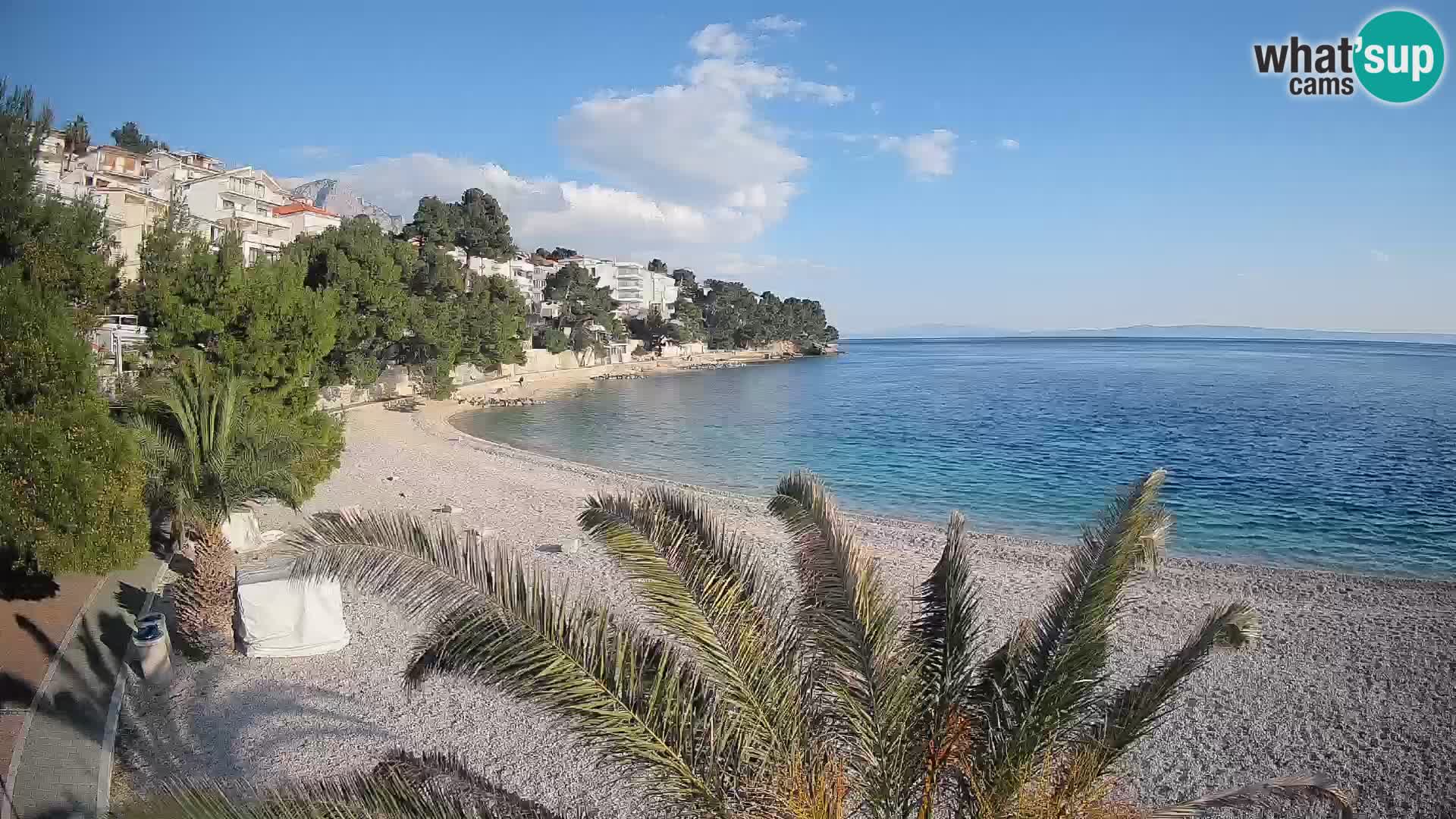 Webcam Lučica Strand Beach Brela – Liveblick von der Adriaküste