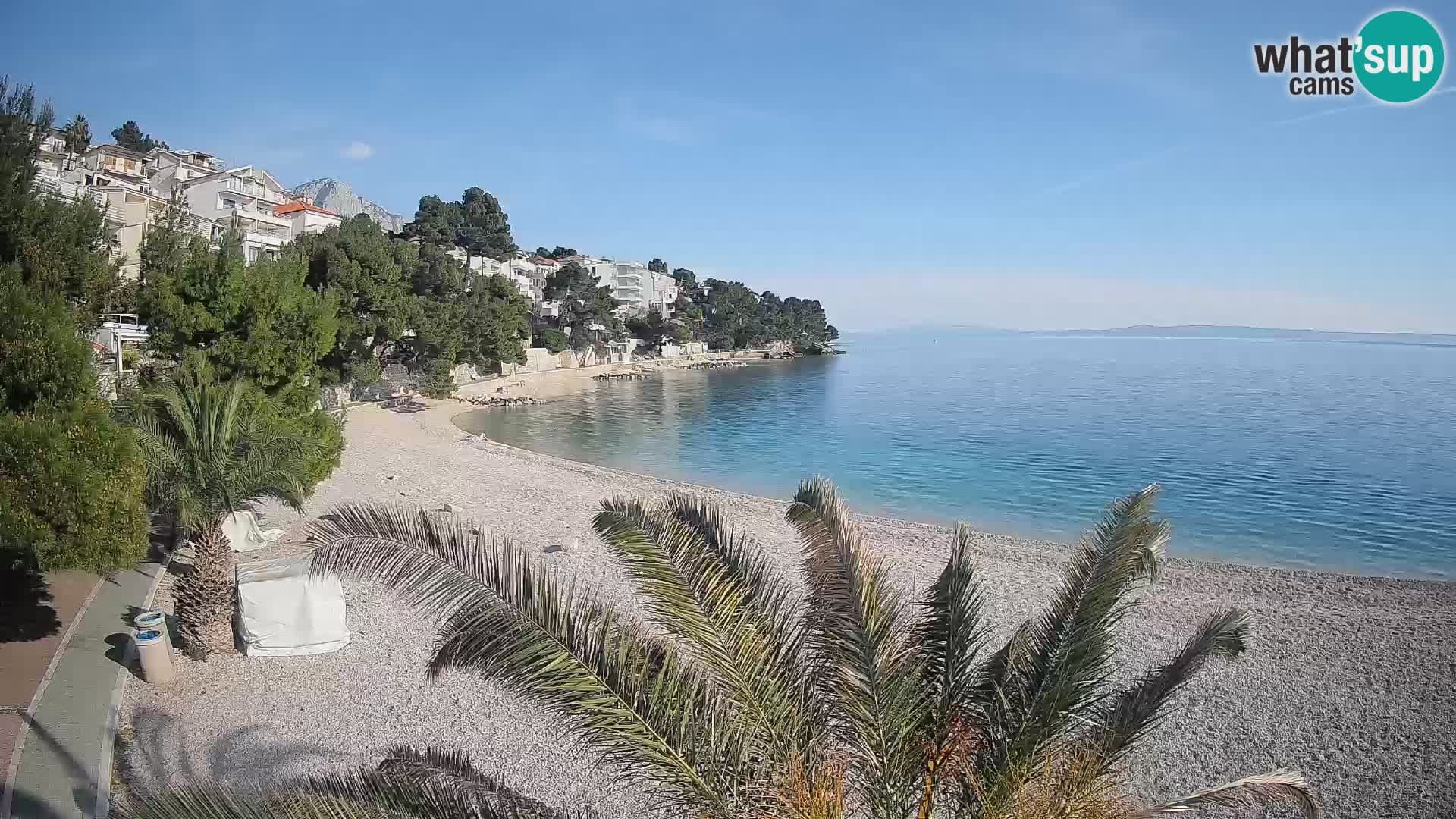 Webcam Lučica Strand Beach Brela – Liveblick von der Adriaküste
