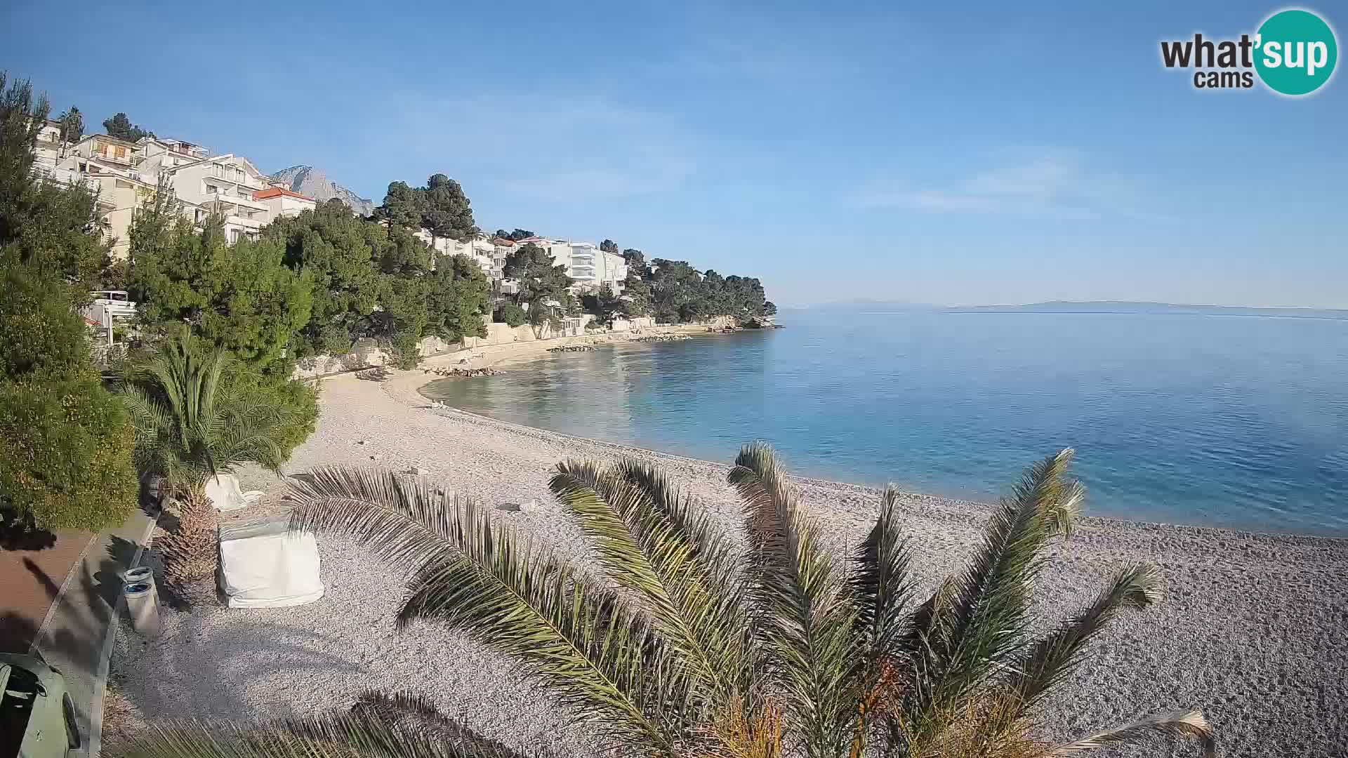 Webcam Lučica Strand Beach Brela – Liveblick von der Adriaküste