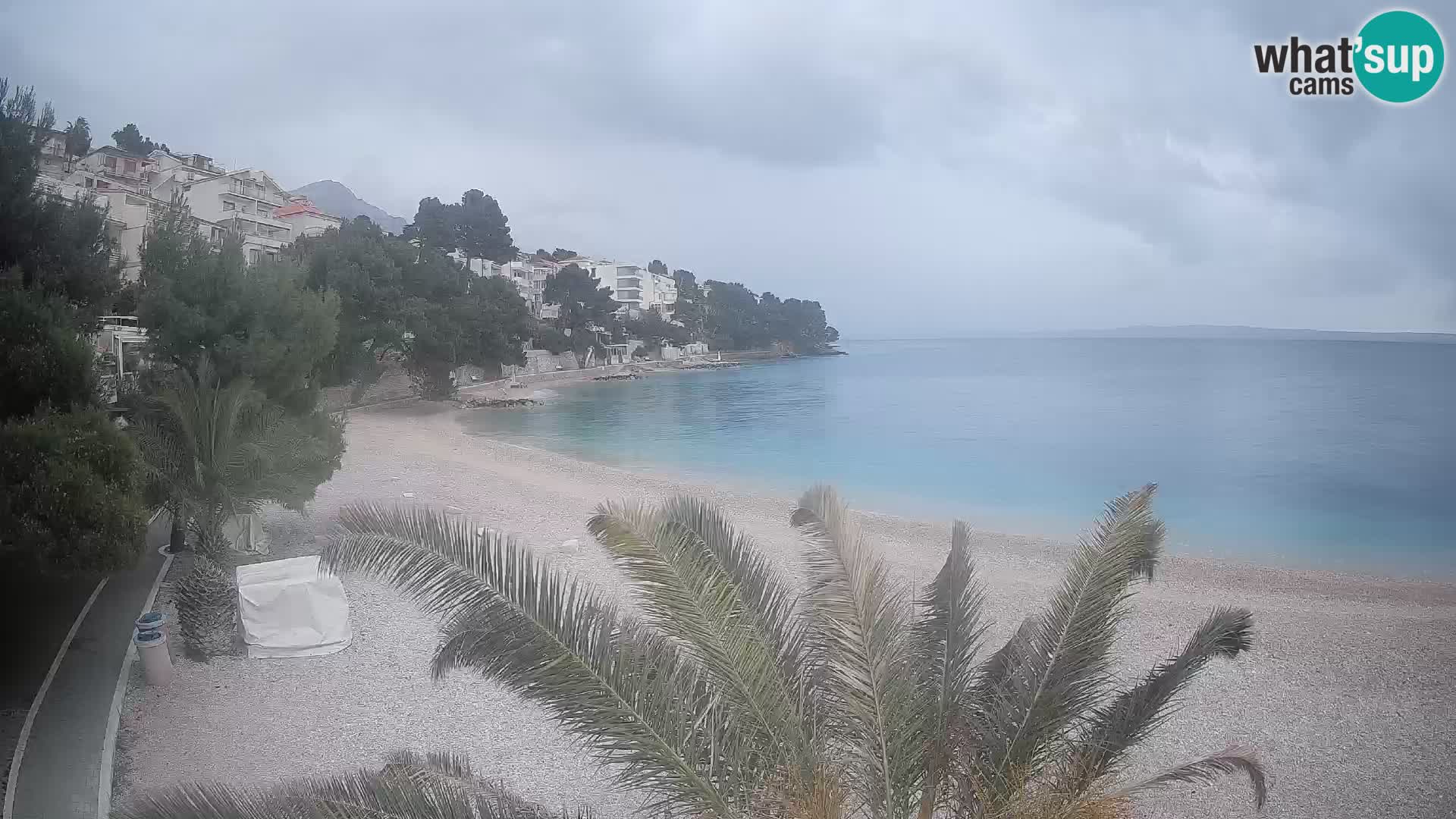 Web kamera Plaža Lučica Brela – Pogled uživo na jadransku obalu