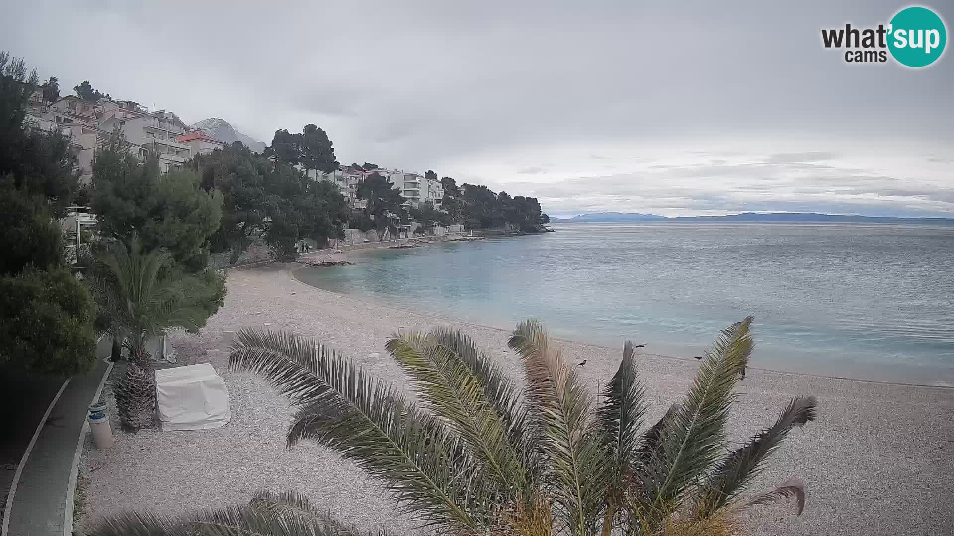 Web kamera Plaža Lučica Brela – Pogled uživo na jadransku obalu