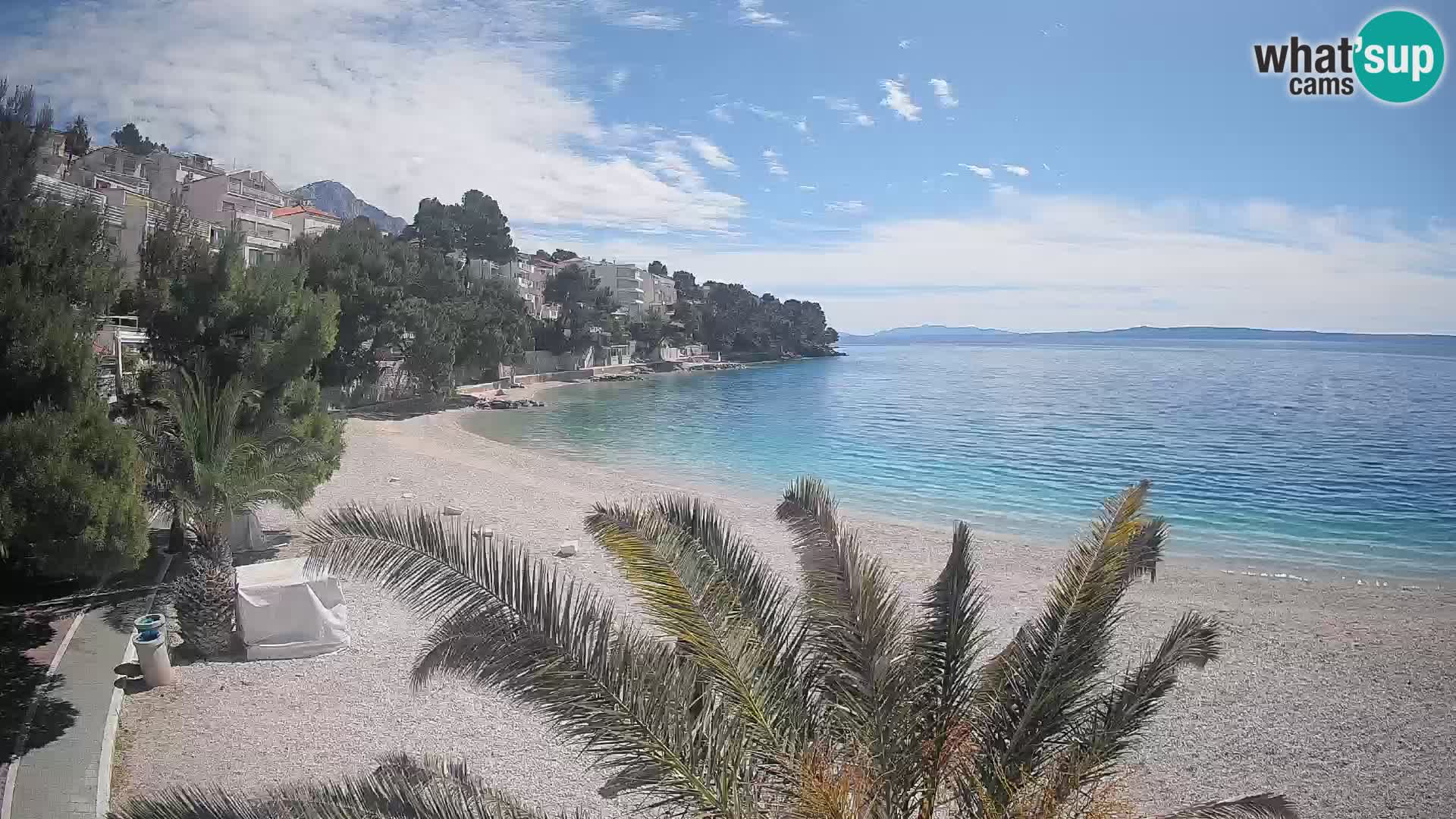 Webcam Lučica Strand Beach Brela – Liveblick von der Adriaküste